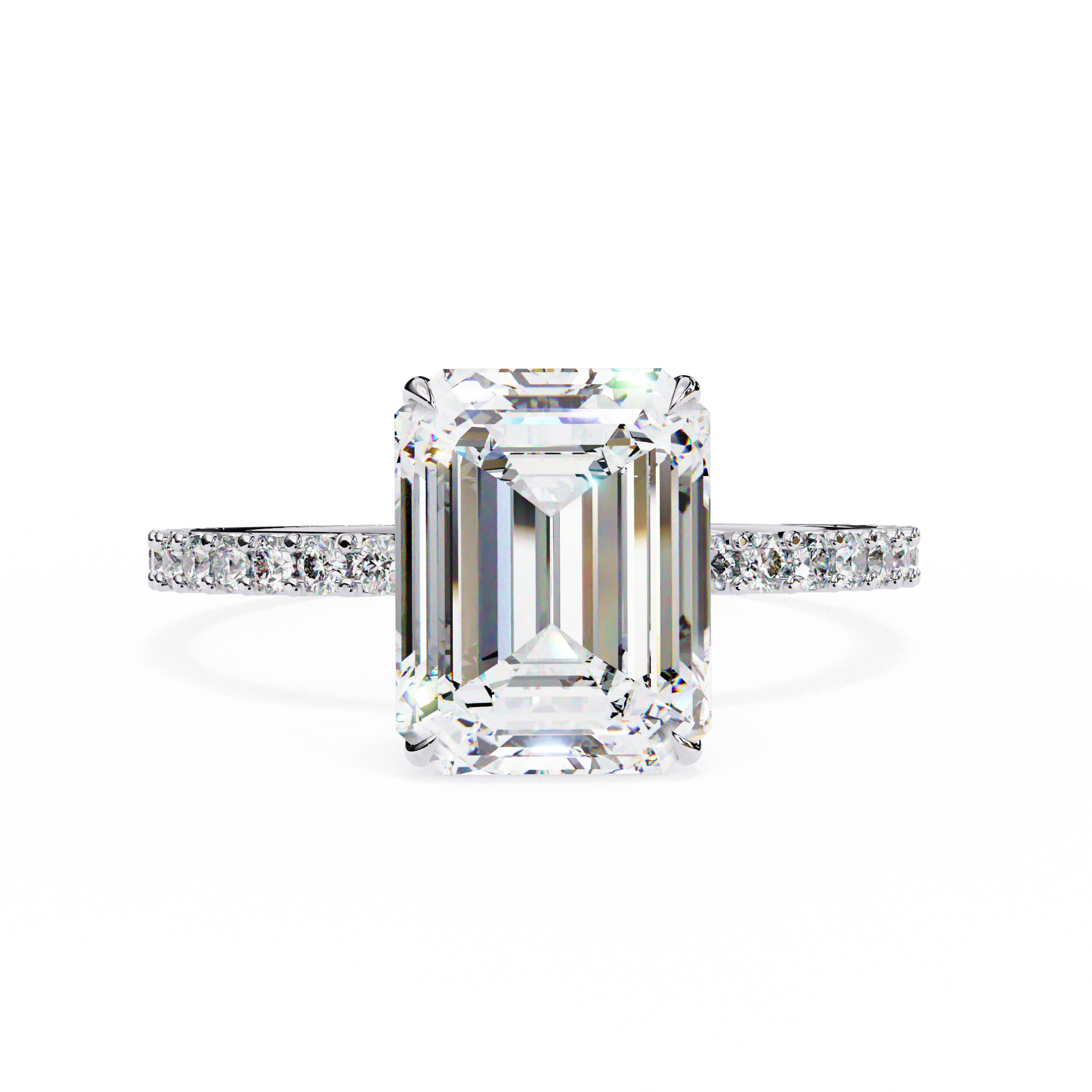Modern 2.60 CT Emerald Cut Lab Grown Diamond Engagement Ring