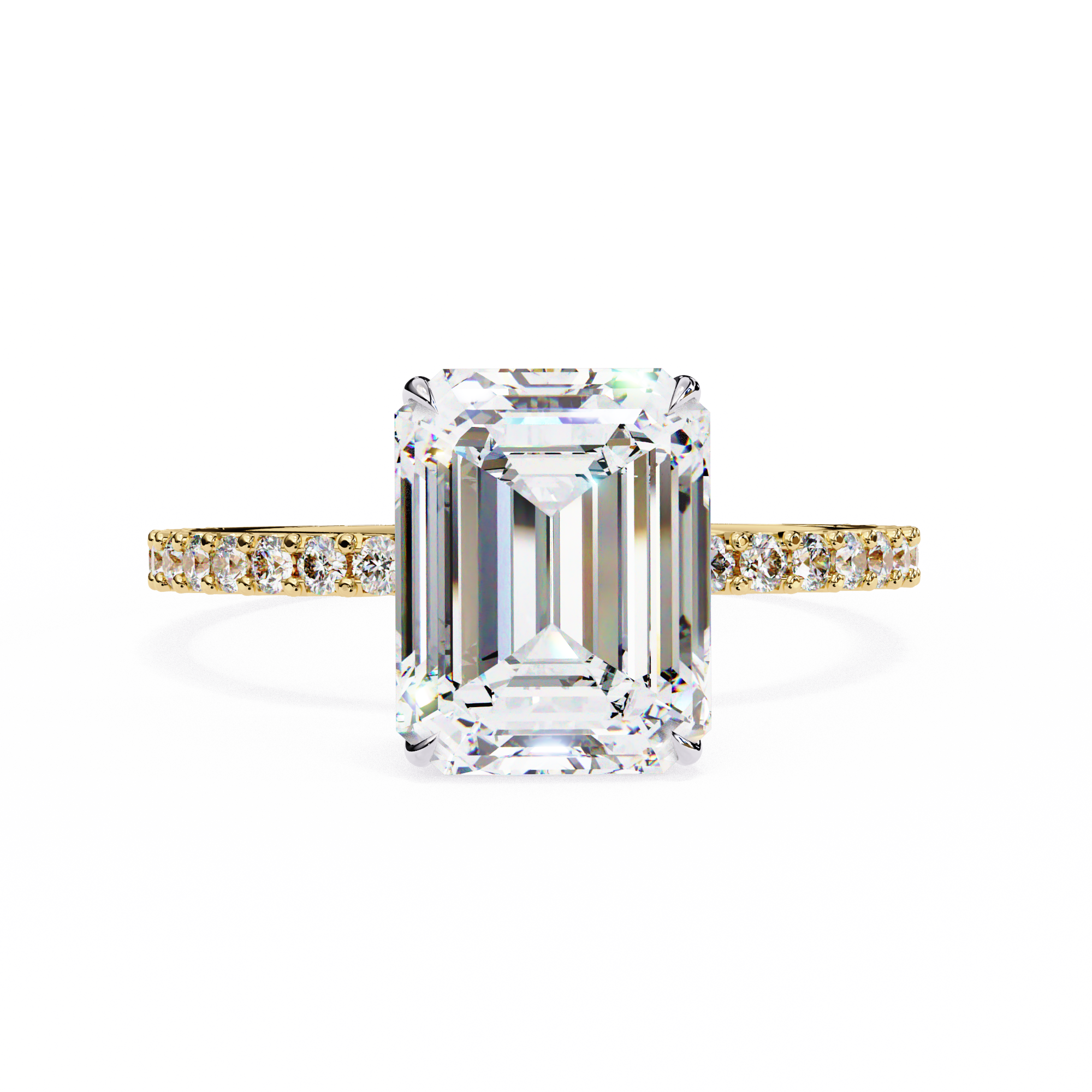 Modern 2.60 CT Emerald Cut Lab Grown Diamond Engagement Ring