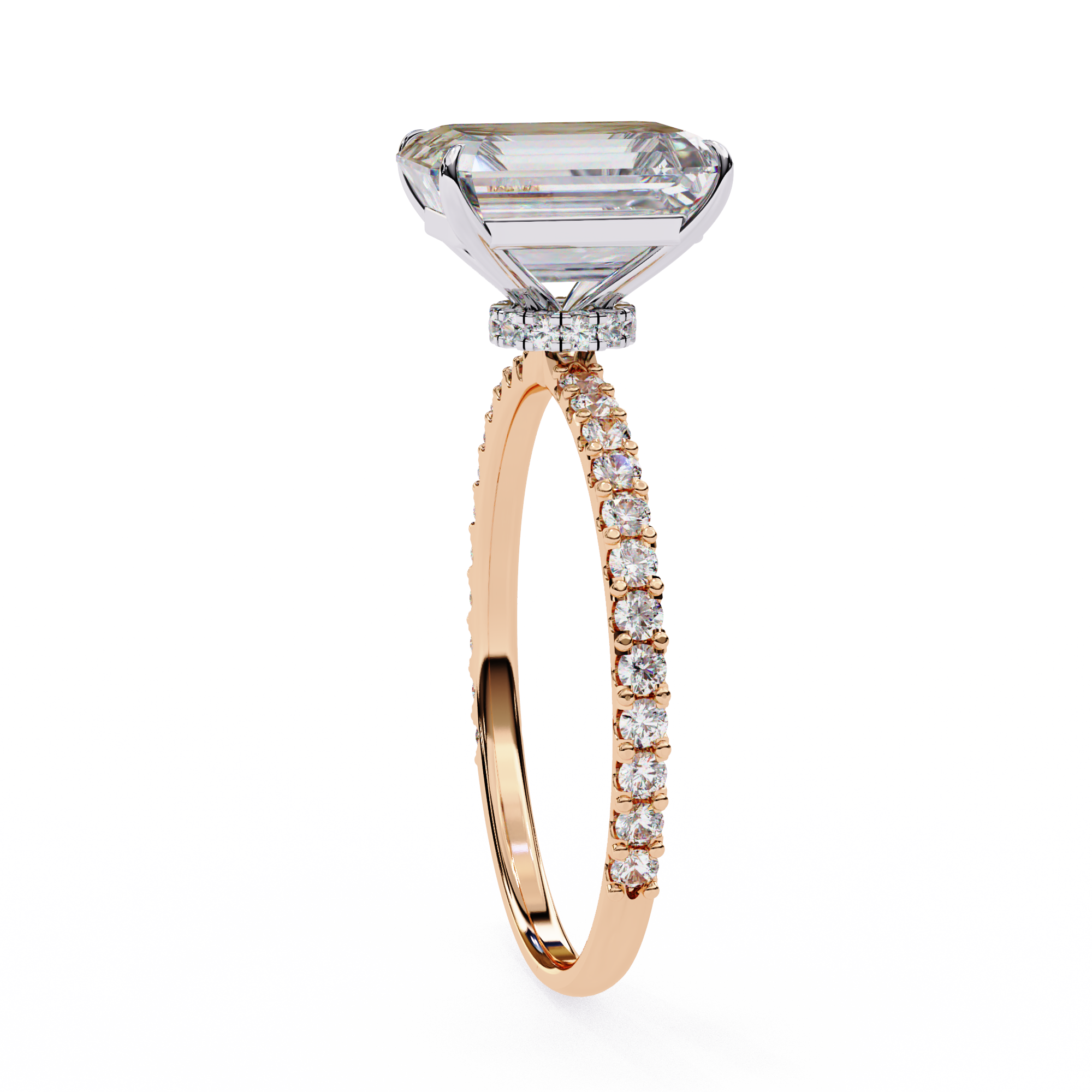Modern 2.60 CT Emerald Cut Lab Grown Diamond Engagement Ring