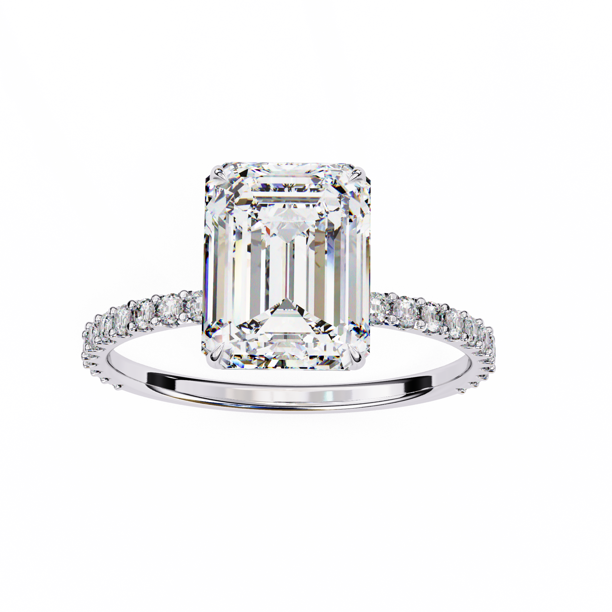 Modern 2.60 CT Emerald Cut Lab Grown Diamond Engagement Ring