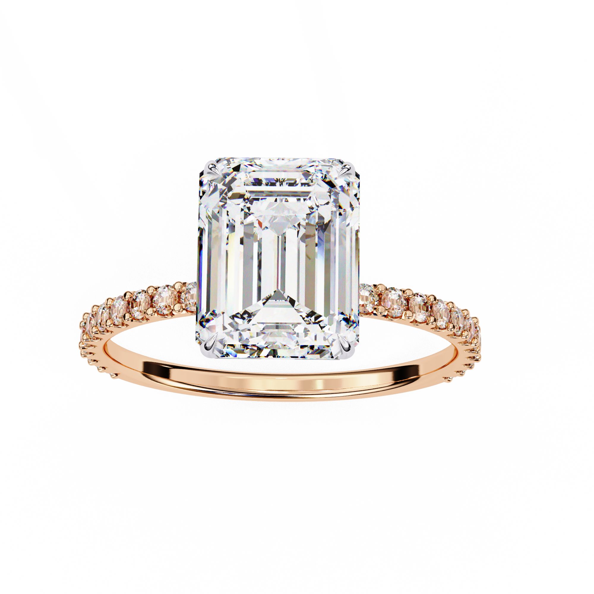 Modern 2.60 CT Emerald Cut Lab Grown Diamond Engagement Ring