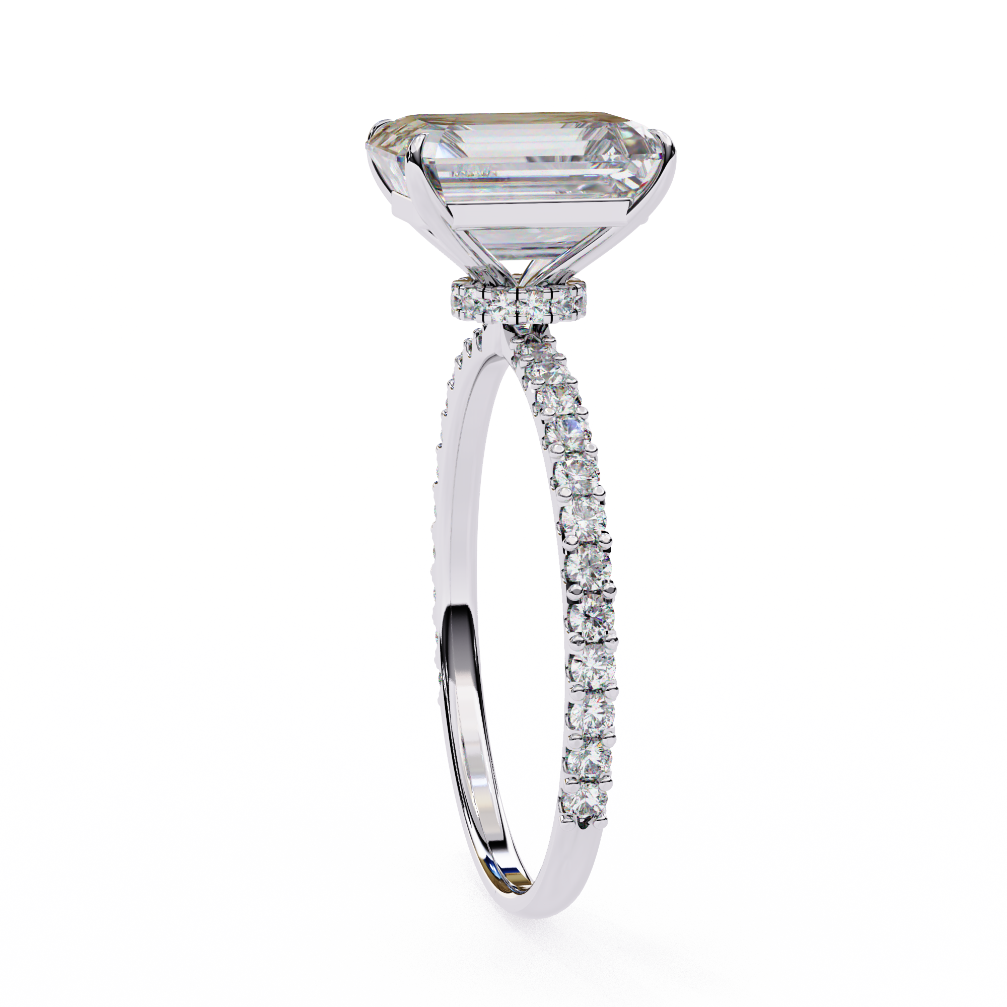 Modern 2.60 CT Emerald Cut Lab Grown Diamond Engagement Ring