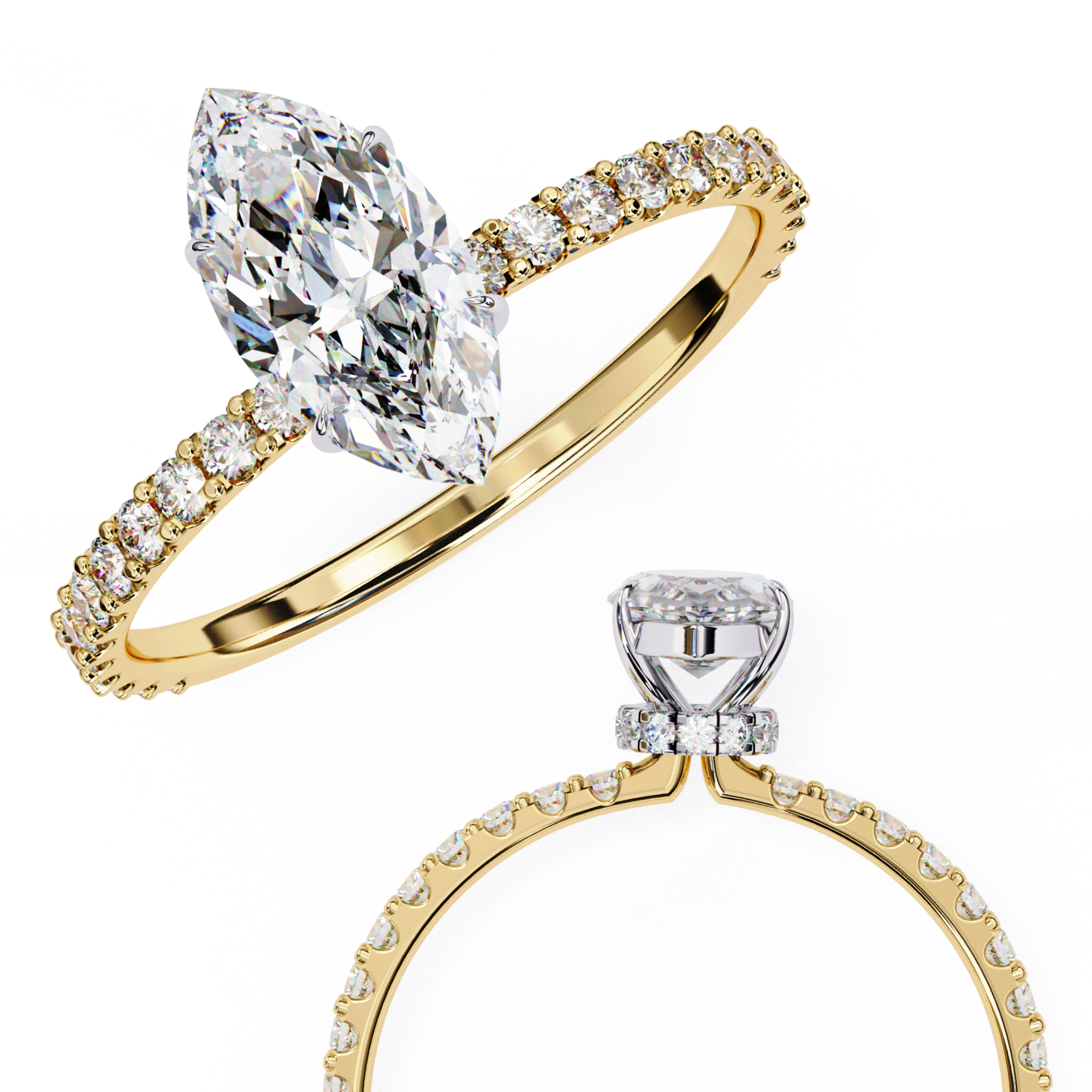 1.07 Carat Marquise Lab Grown Diamond Engagement Ring