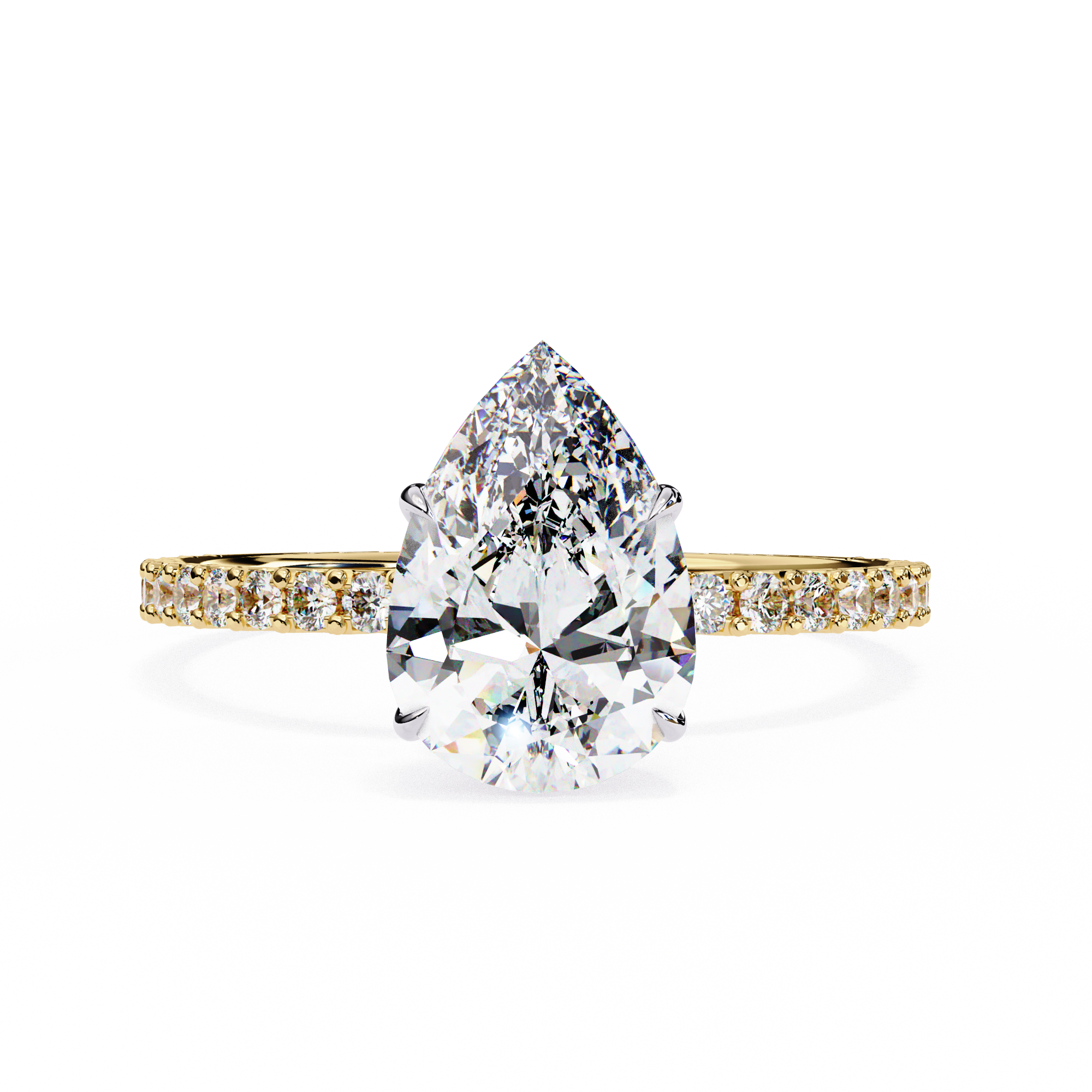 2.065 CT Pear Cut Lab Diamond Engagement Ring | E, VS2