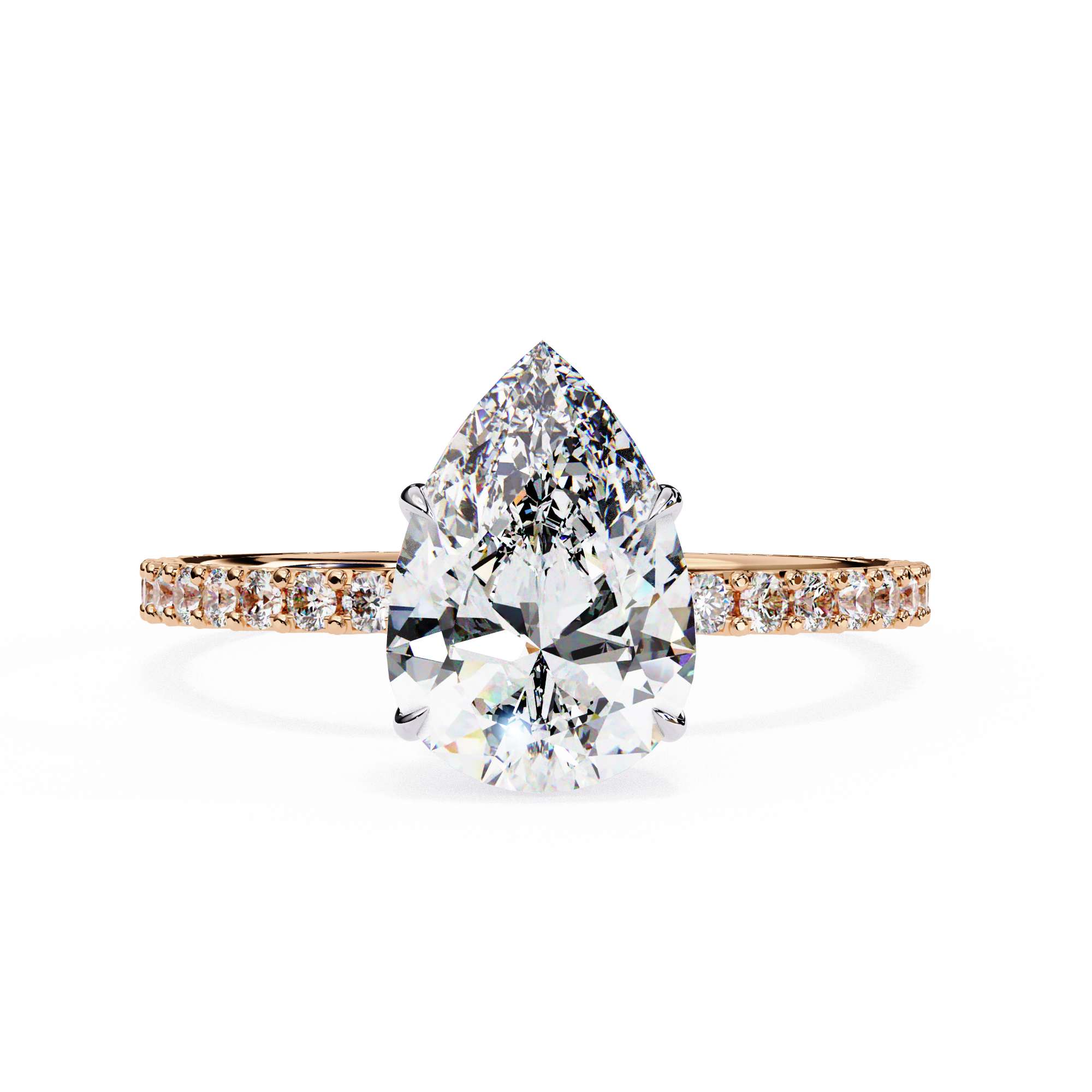 2.065 CT Pear Cut Lab Diamond Engagement Ring | E, VS2