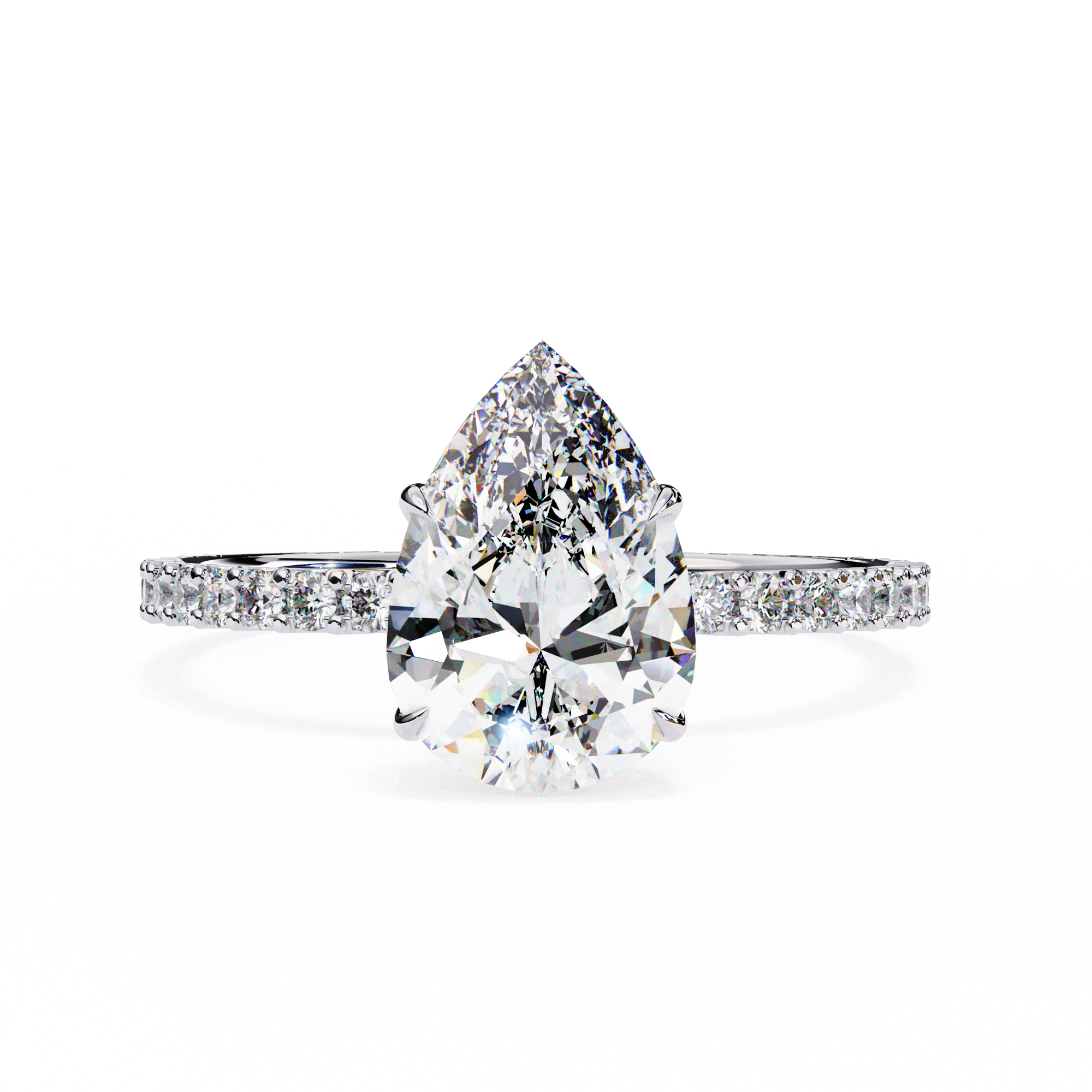 2.065 CT Pear Cut Lab Diamond Engagement Ring | E, VS2
