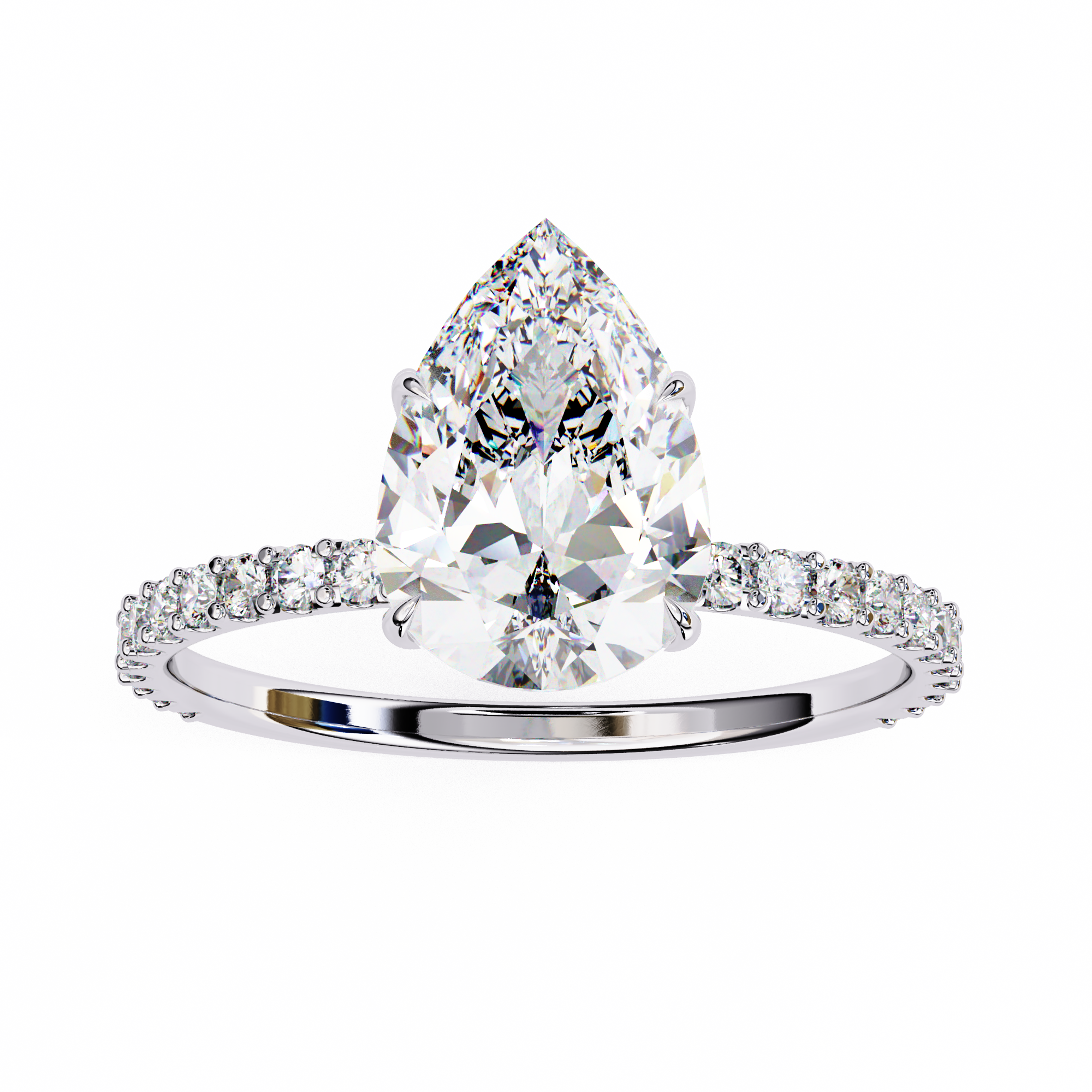 2.065 CT Pear Cut Lab Diamond Engagement Ring | E, VS2