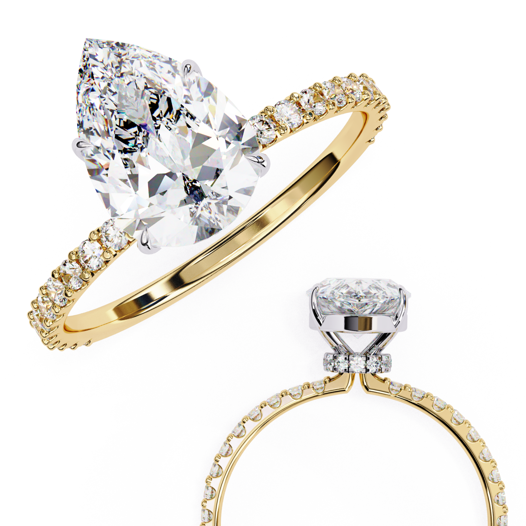 2.065 CT Pear Cut Lab Diamond Engagement Ring | E, VS2