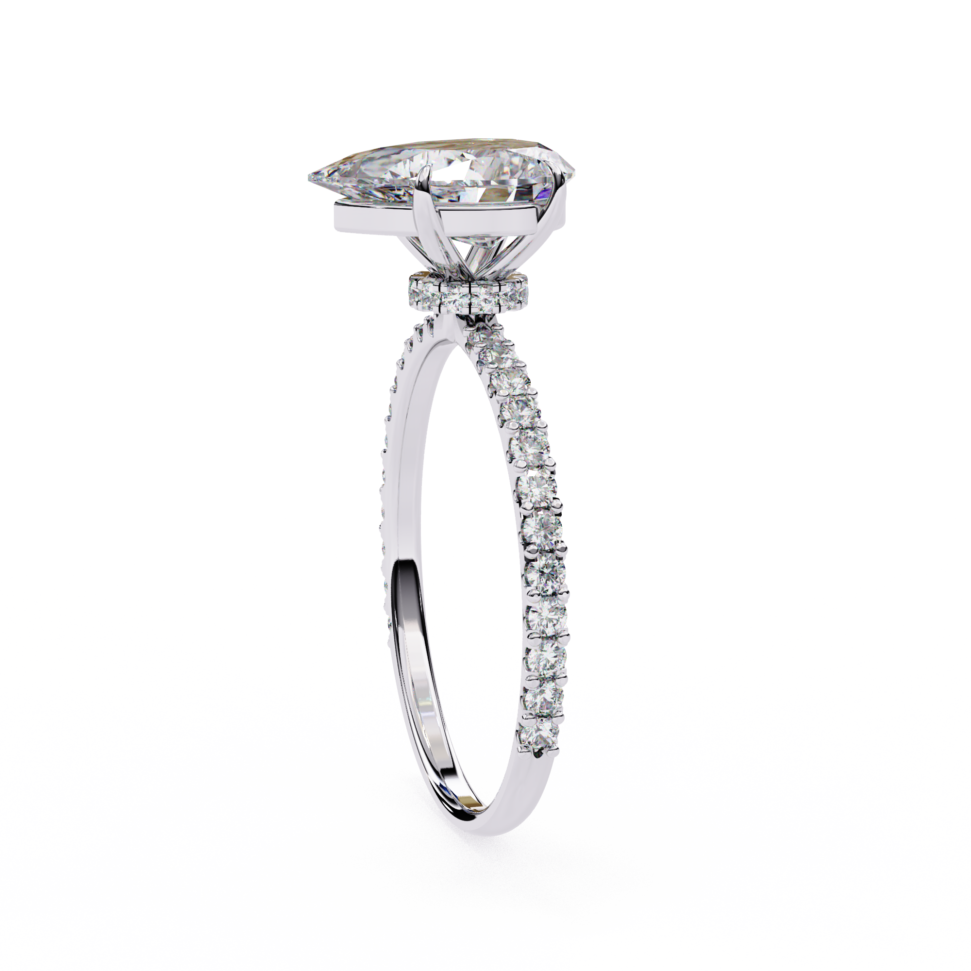 2.065 CT Pear Cut Lab Diamond Engagement Ring | E, VS2