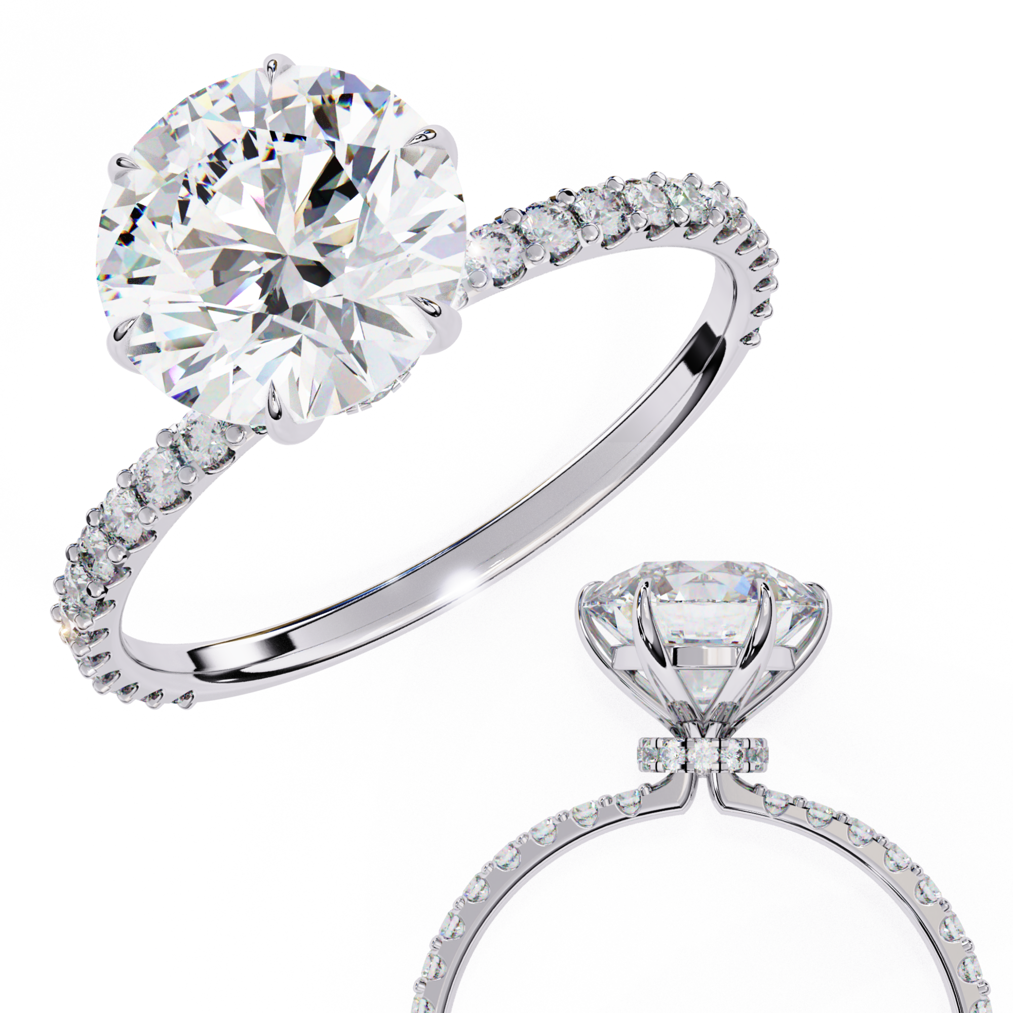 2.215 Carat Round Shape Lab Grown Diamond Solitaire Engagement Ring