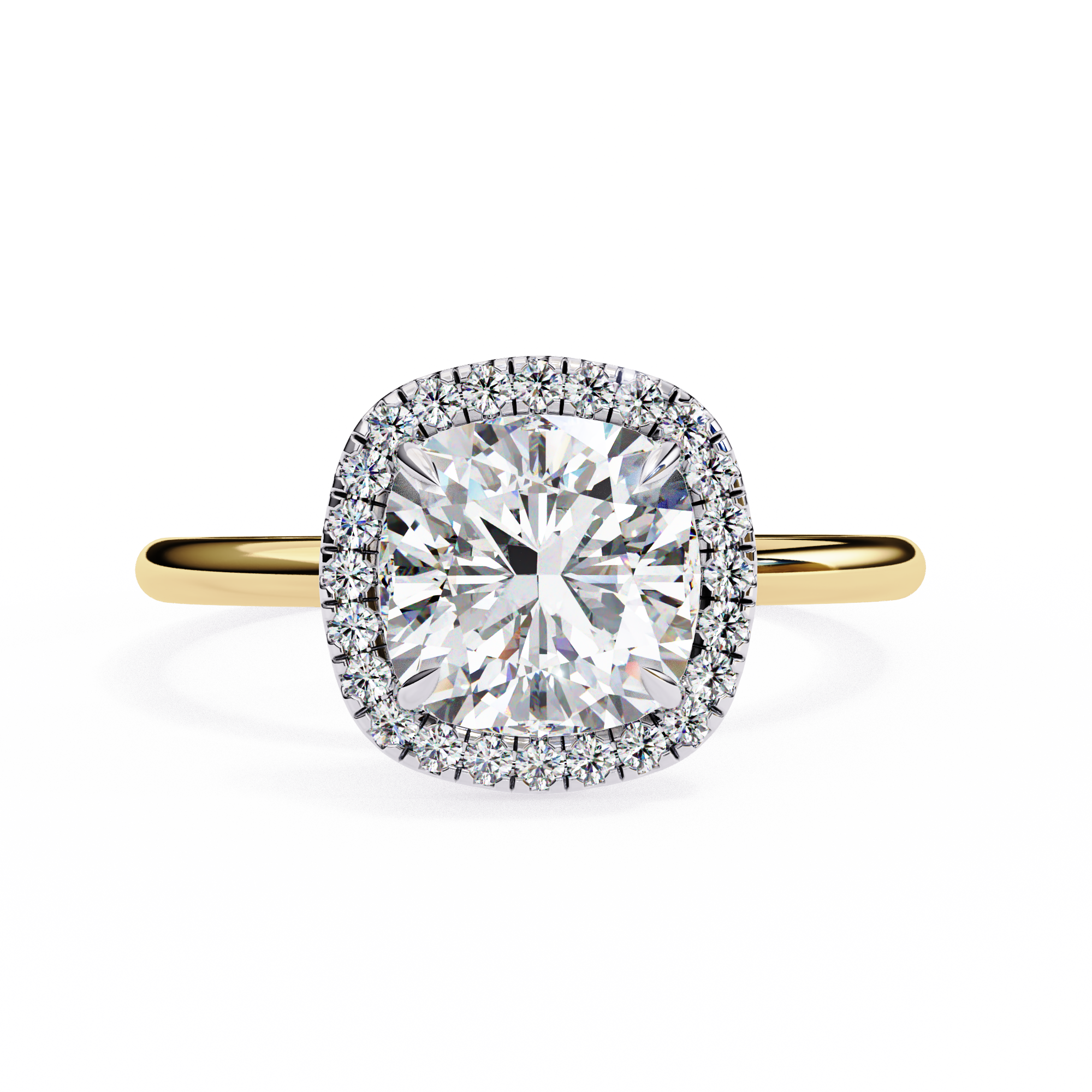 1.91 Carat Cushion Cut Lab Grown Diamond Halo Engagement Ring