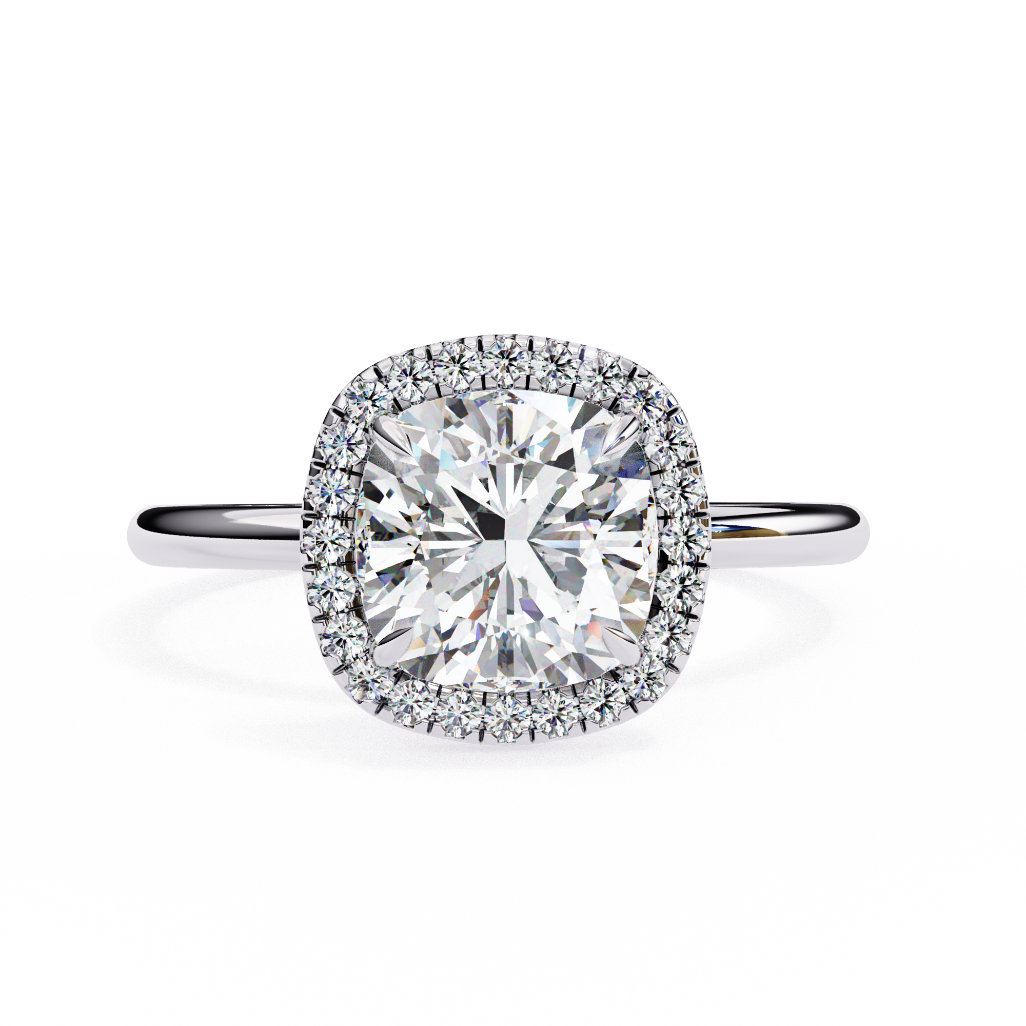 1.91 Carat Cushion Cut Lab Grown Diamond Halo Engagement Ring