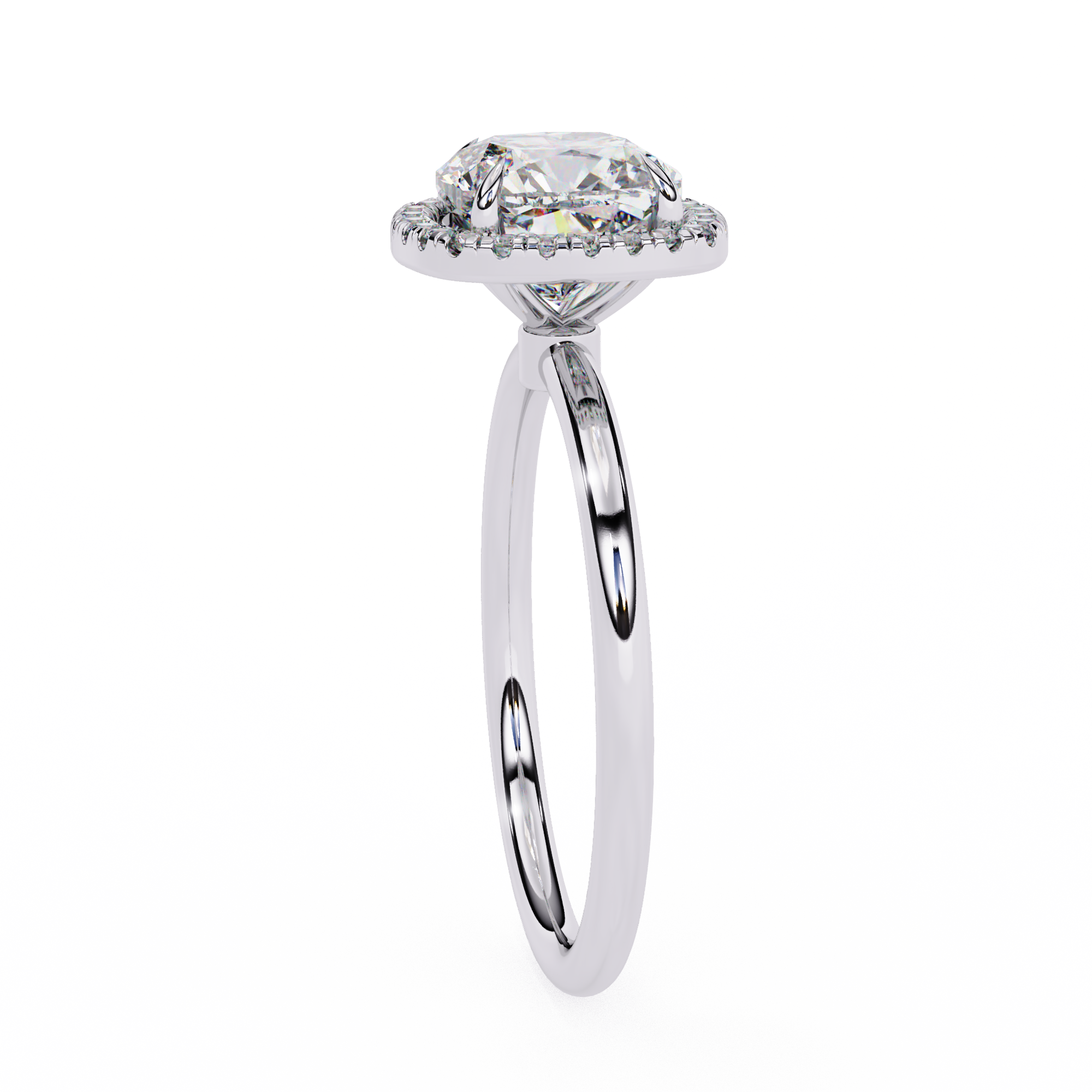 1.91 Carat Cushion Cut Lab Grown Diamond Halo Engagement Ring