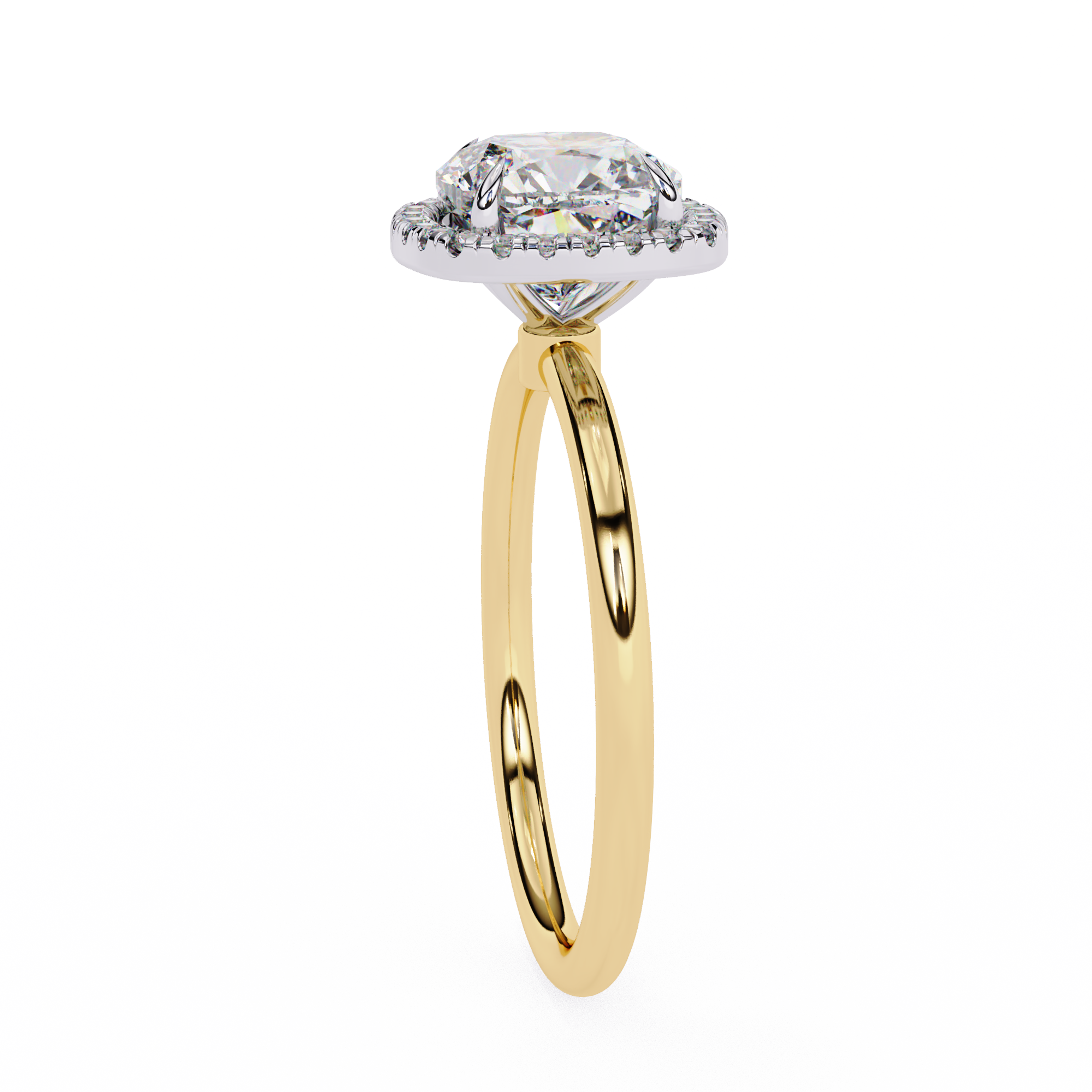 1.91 Carat Cushion Cut Lab Grown Diamond Halo Engagement Ring