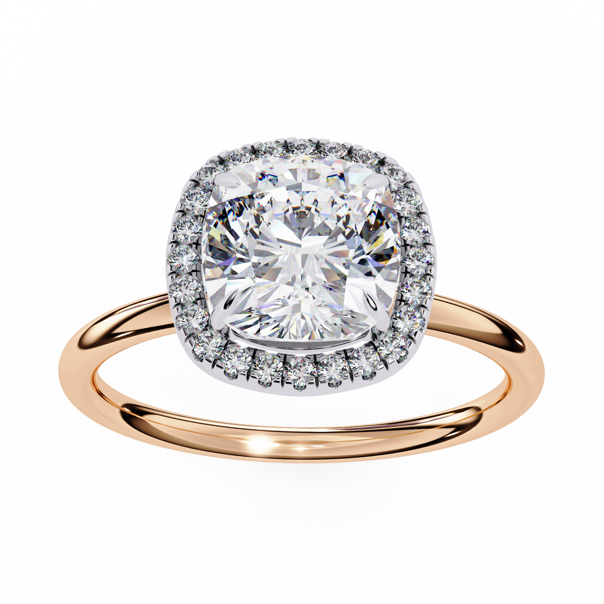 1.91 Carat Cushion Cut Lab Grown Diamond Halo Engagement Ring