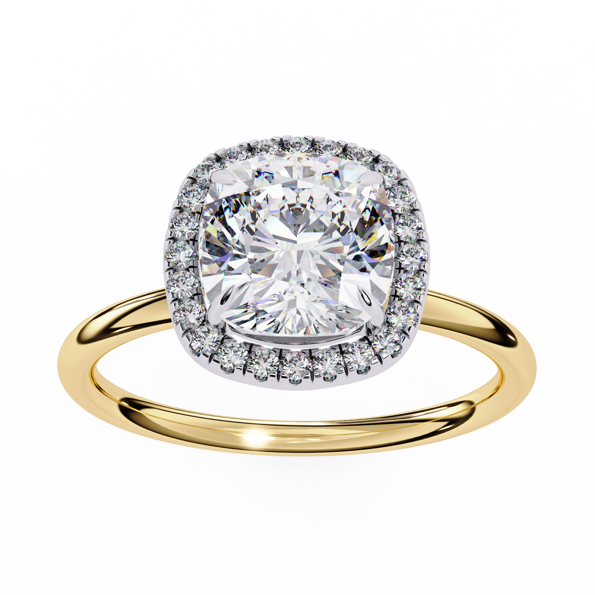 1.91 Carat Cushion Cut Lab Grown Diamond Halo Engagement Ring
