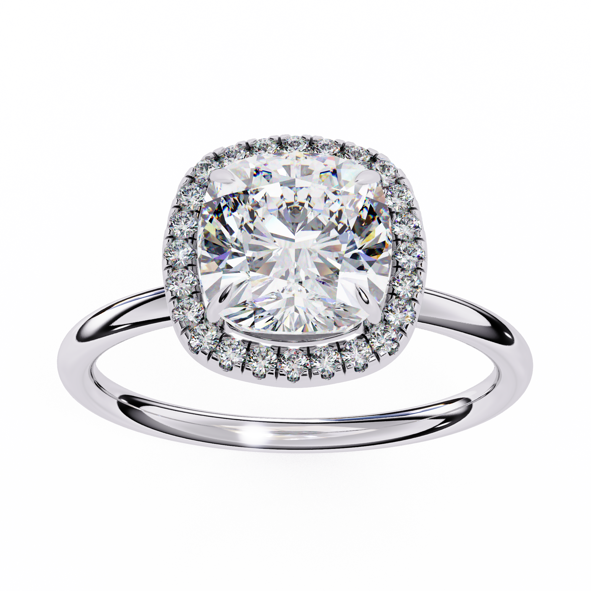 1.91 Carat Cushion Cut Lab Grown Diamond Halo Engagement Ring