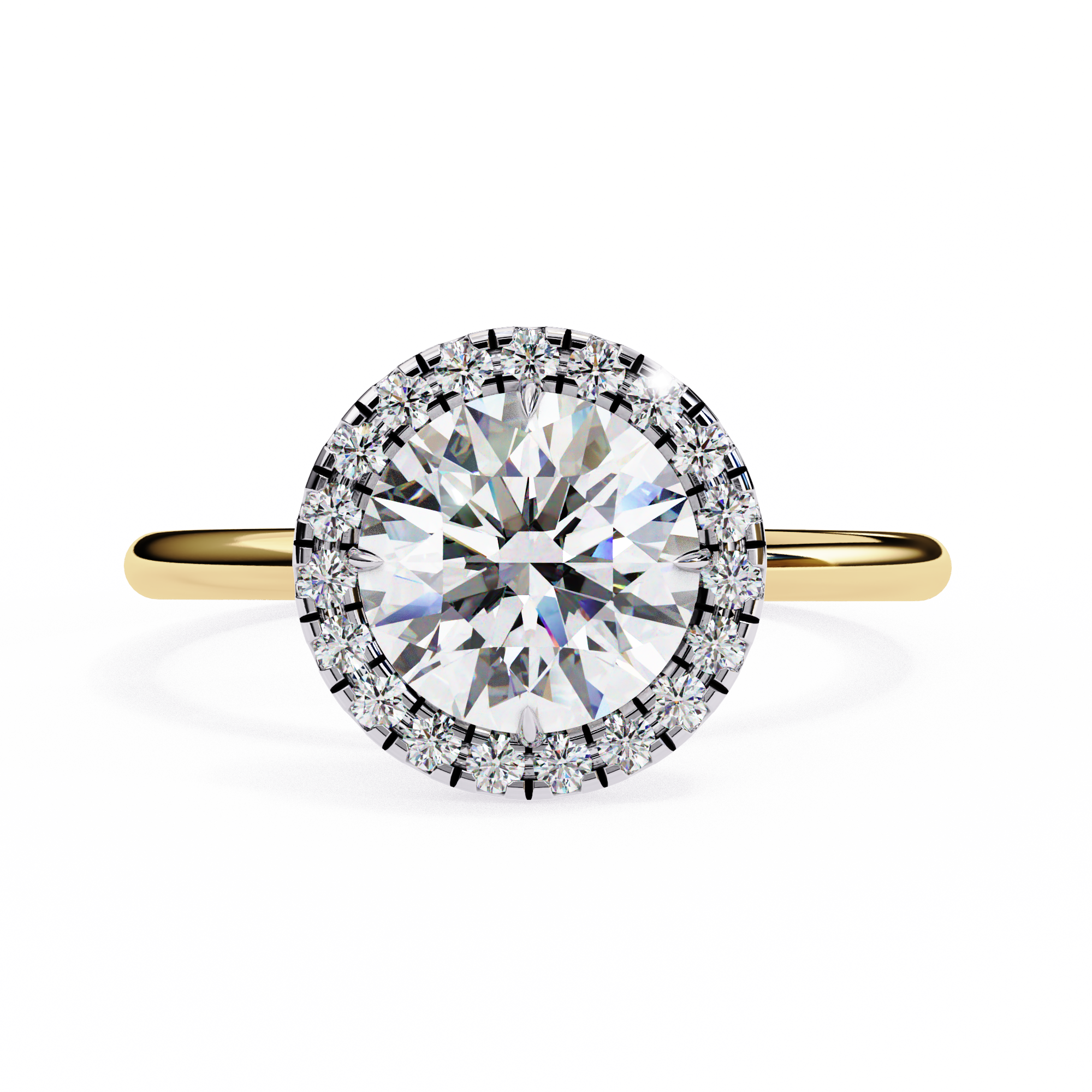 1.68 Carat Round Cut Lab Grown Diamond Halo Engagement Ring