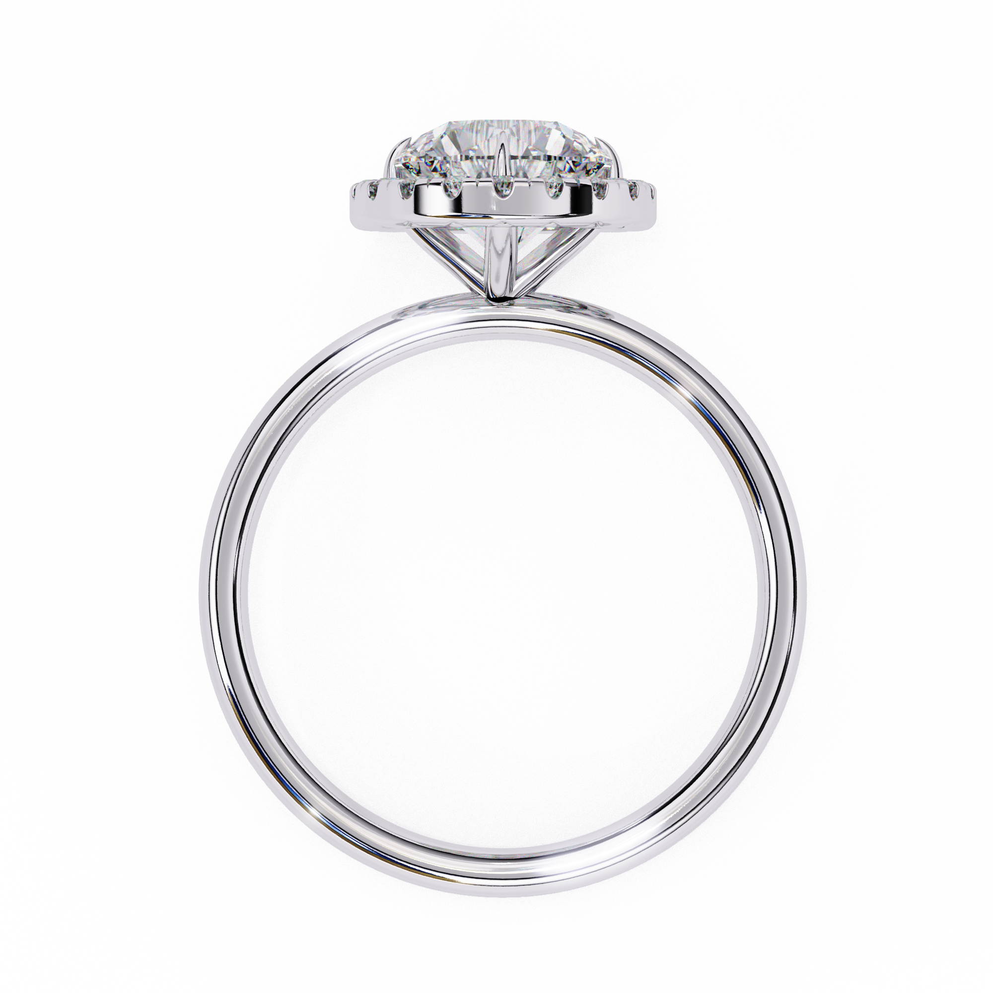 1.68 Carat Round Cut Lab Grown Diamond Halo Engagement Ring