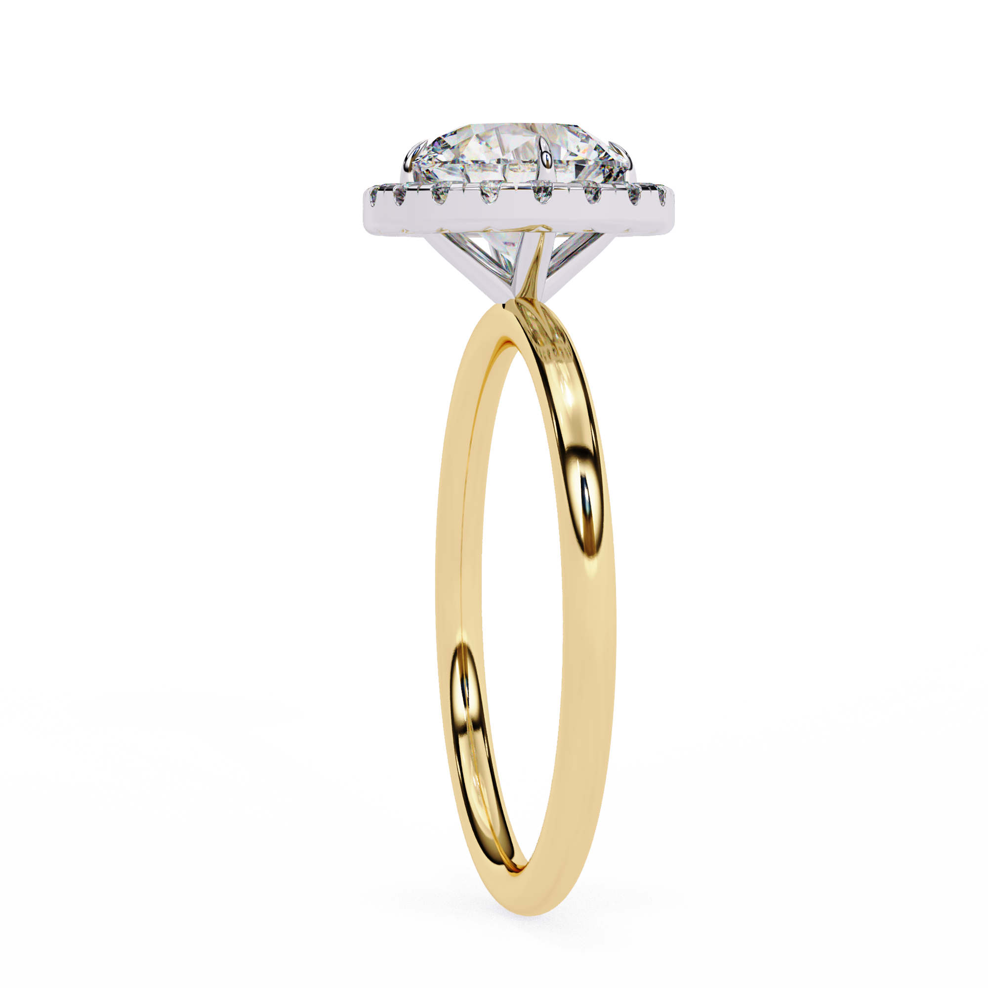 1.68 Carat Round Cut Lab Grown Diamond Halo Engagement Ring