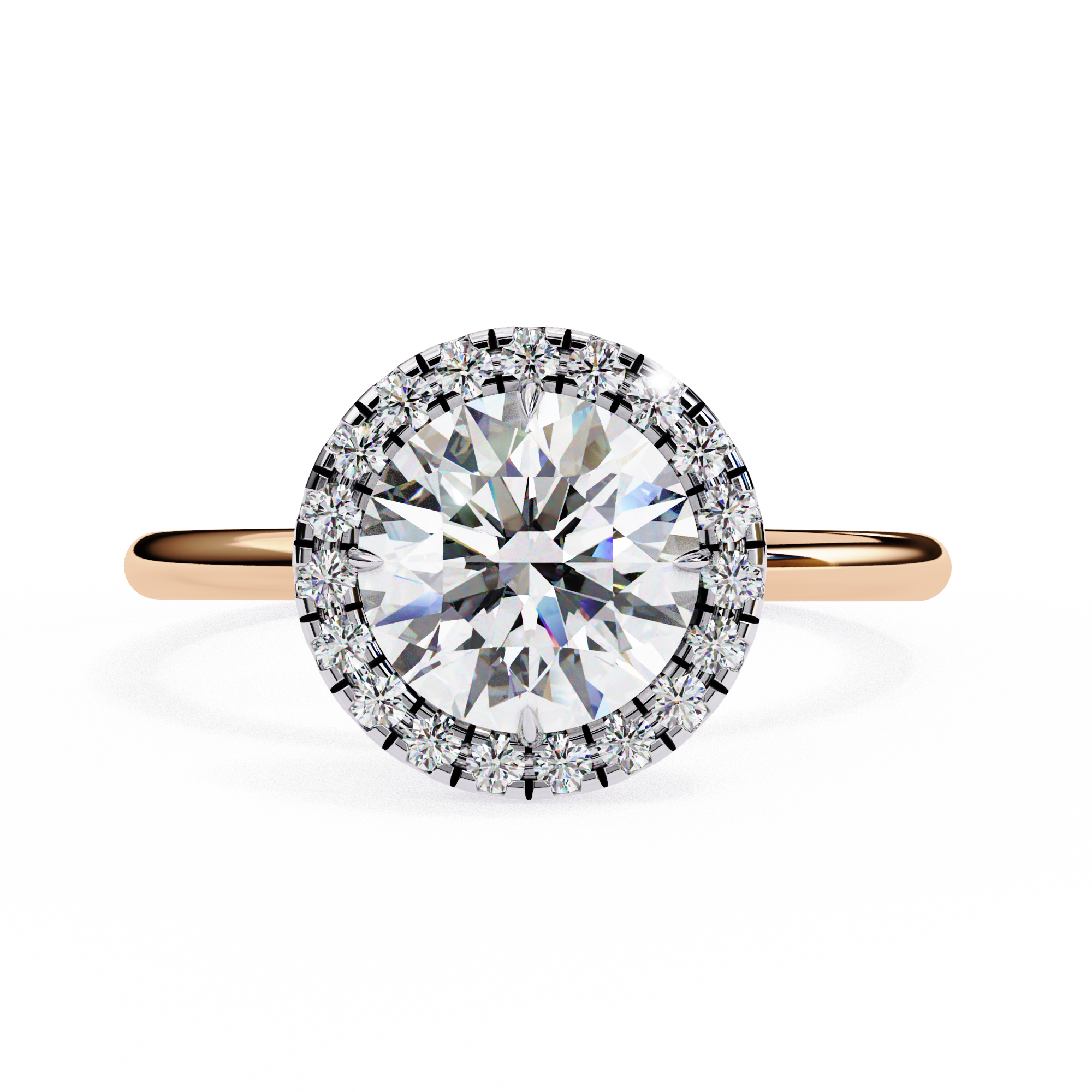 1.68 Carat Round Cut Lab Grown Diamond Halo Engagement Ring
