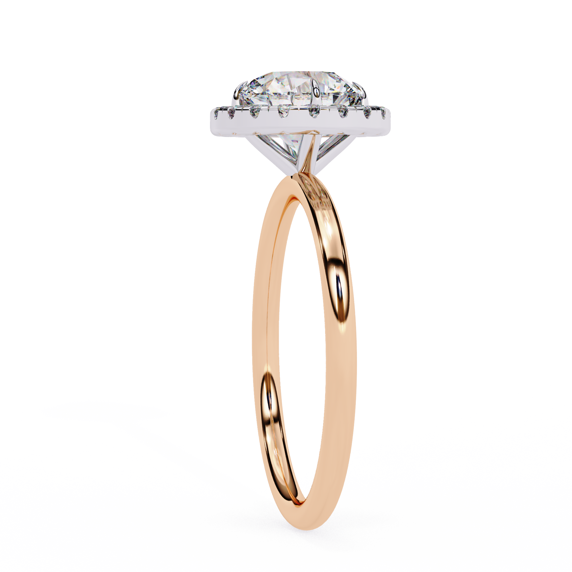1.68 Carat Round Cut Lab Grown Diamond Halo Engagement Ring