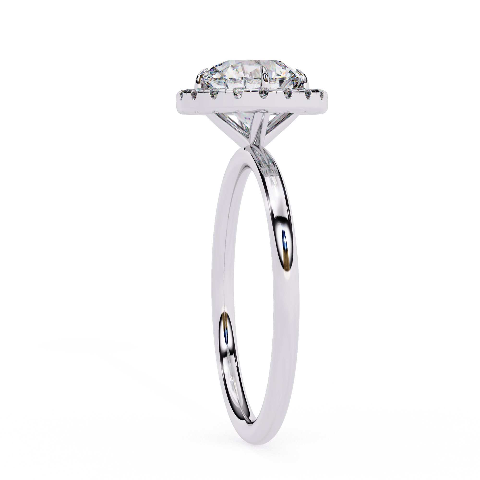 1.68 Carat Round Cut Lab Grown Diamond Halo Engagement Ring