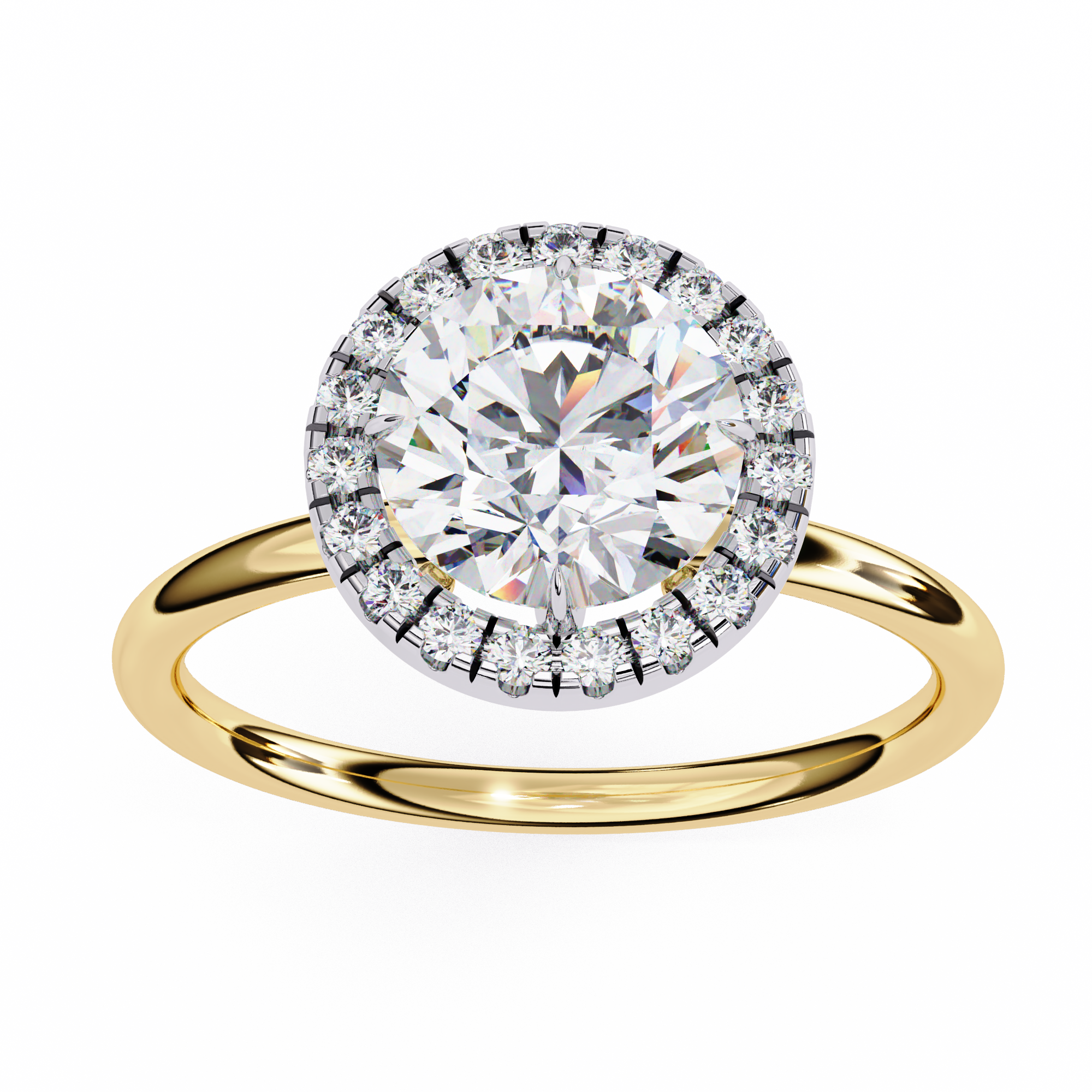 1.68 Carat Round Cut Lab Grown Diamond Halo Engagement Ring
