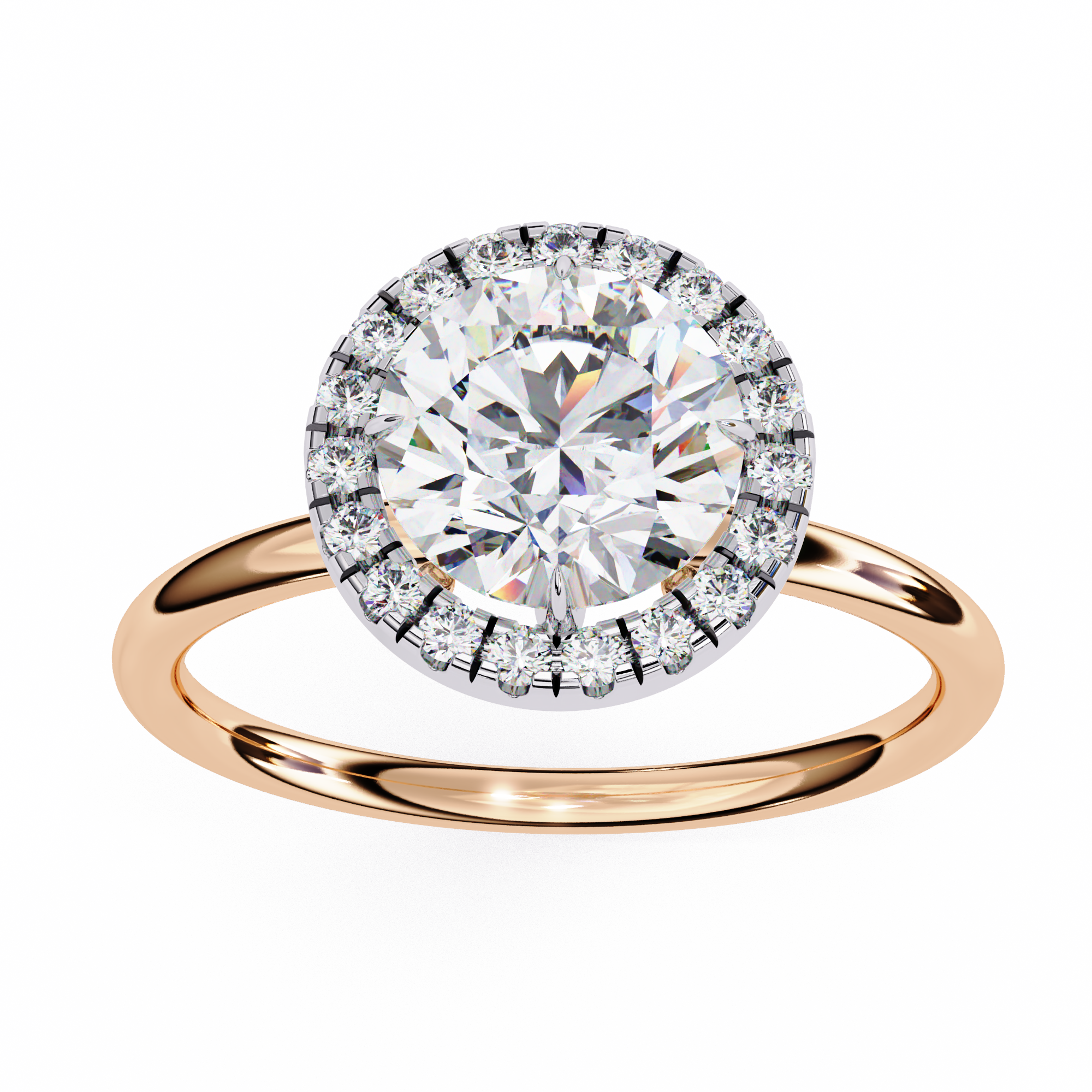1.68 Carat Round Cut Lab Grown Diamond Halo Engagement Ring