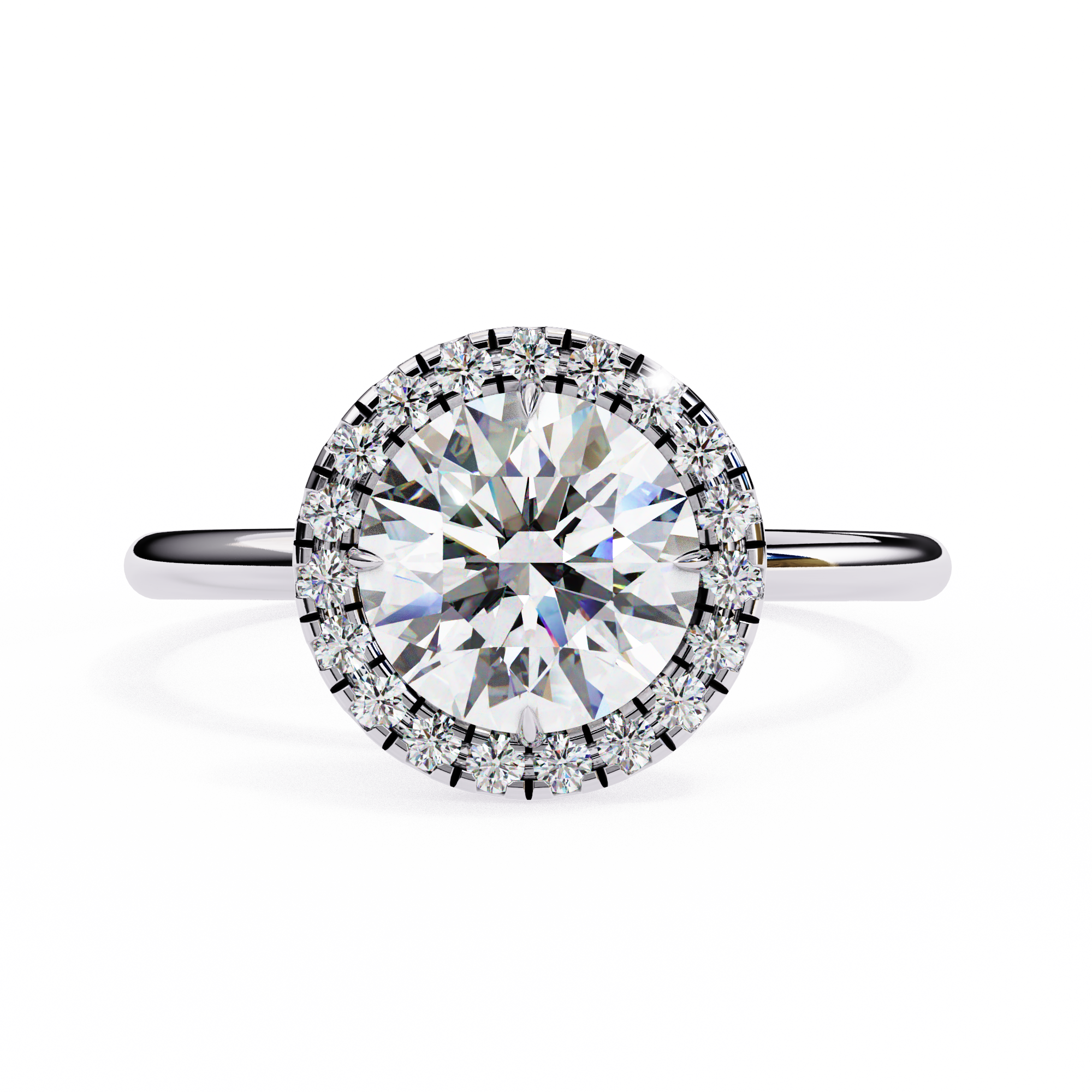 1.68 Carat Round Cut Lab Grown Diamond Halo Engagement Ring