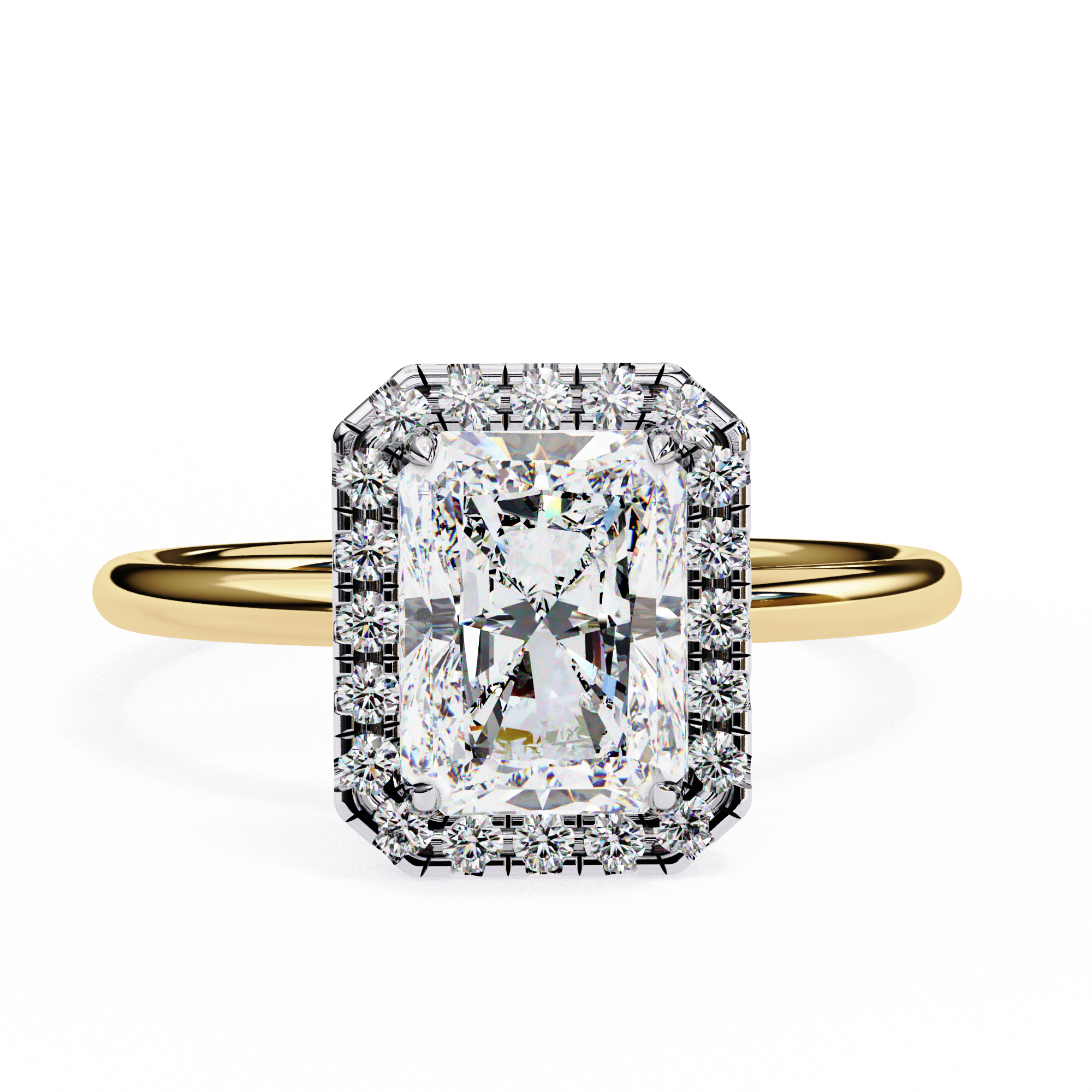 1.96 Carat Radiant Cut Lab Grown Diamond Halo Engagement Ring