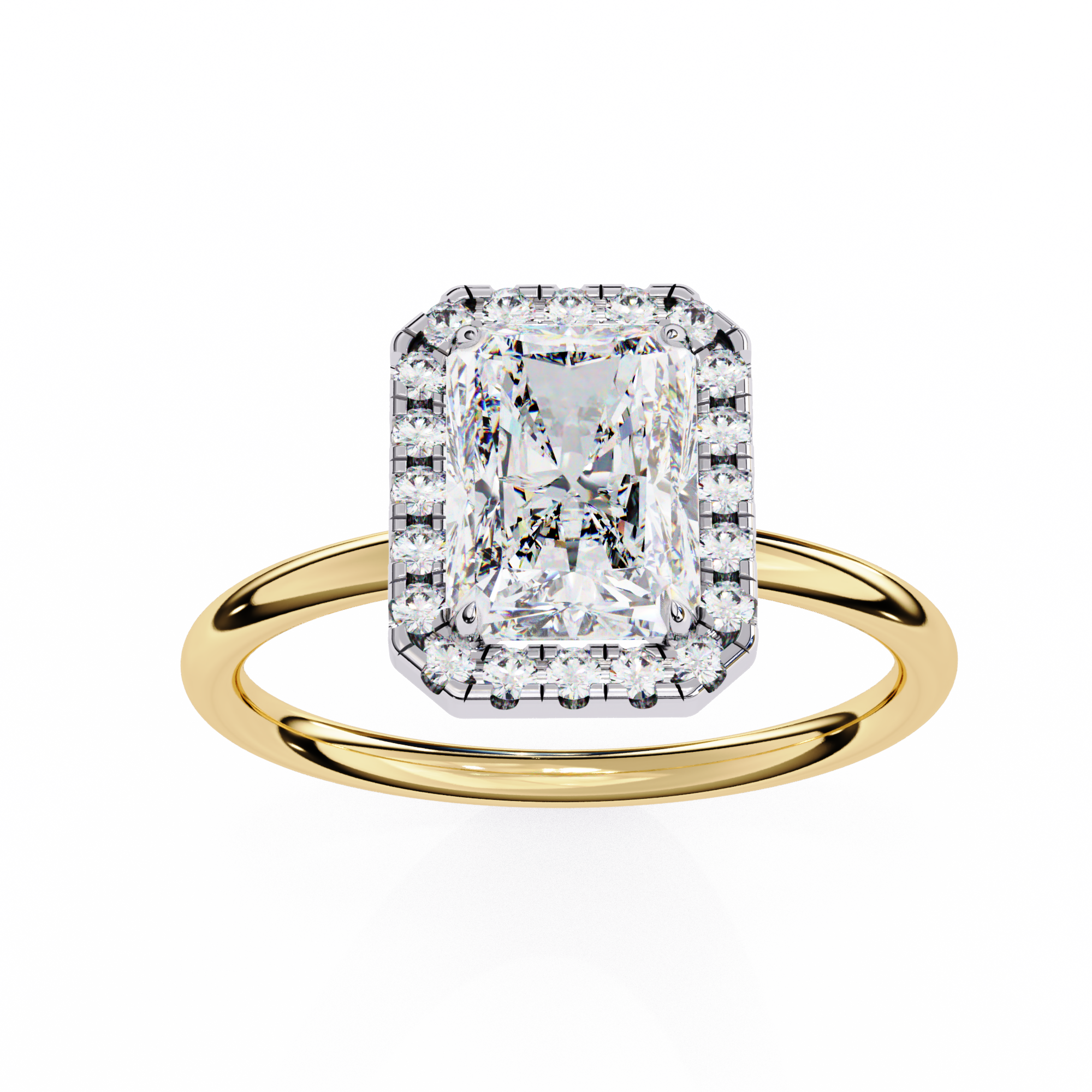 1.96 Carat Radiant Cut Lab Grown Diamond Halo Engagement Ring