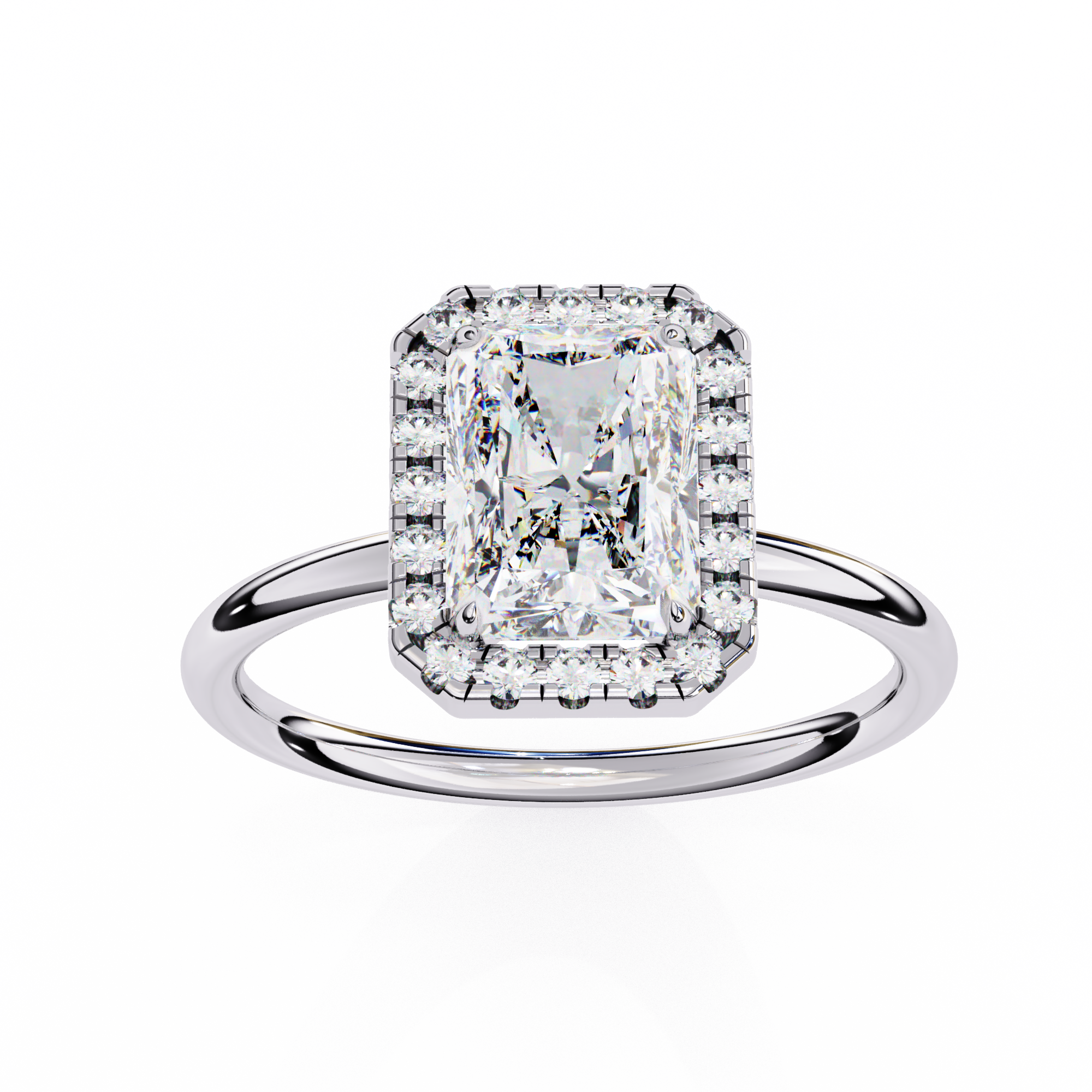 1.96 Carat Radiant Cut Lab Grown Diamond Halo Engagement Ring