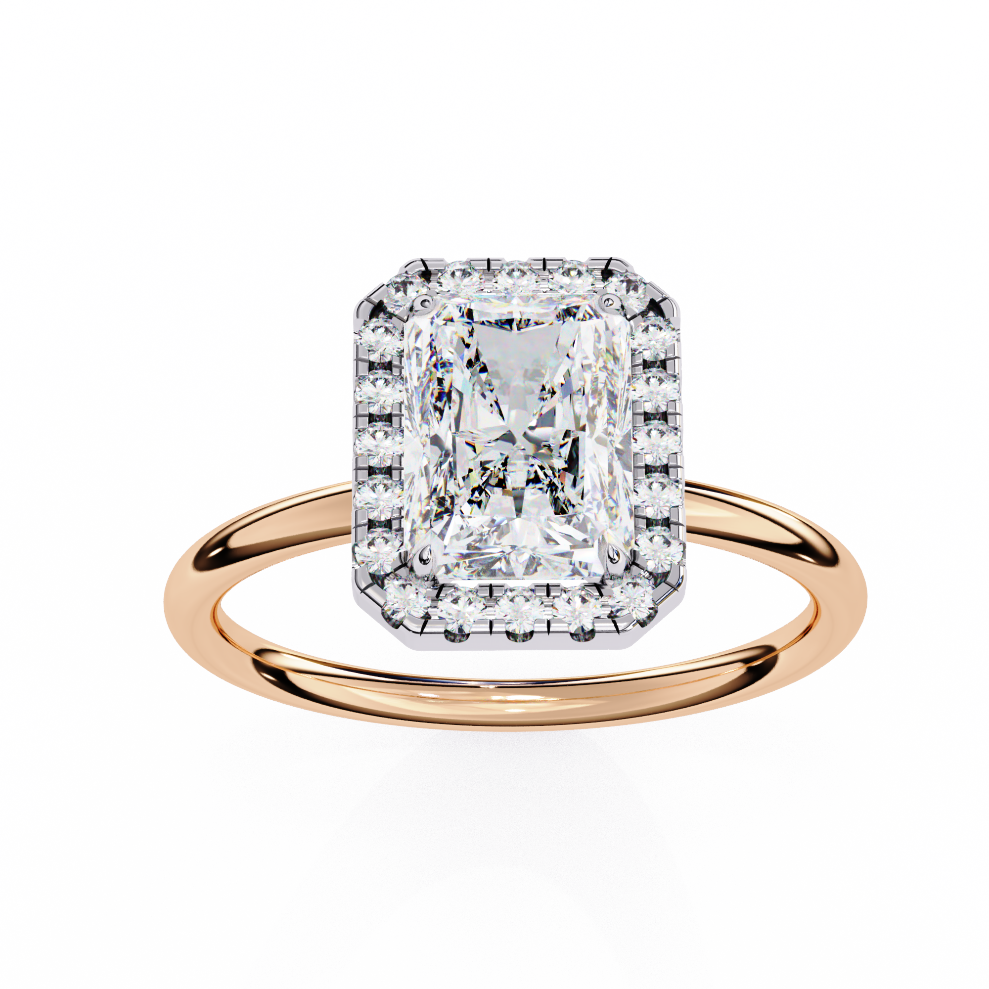 1.96 Carat Radiant Cut Lab Grown Diamond Halo Engagement Ring