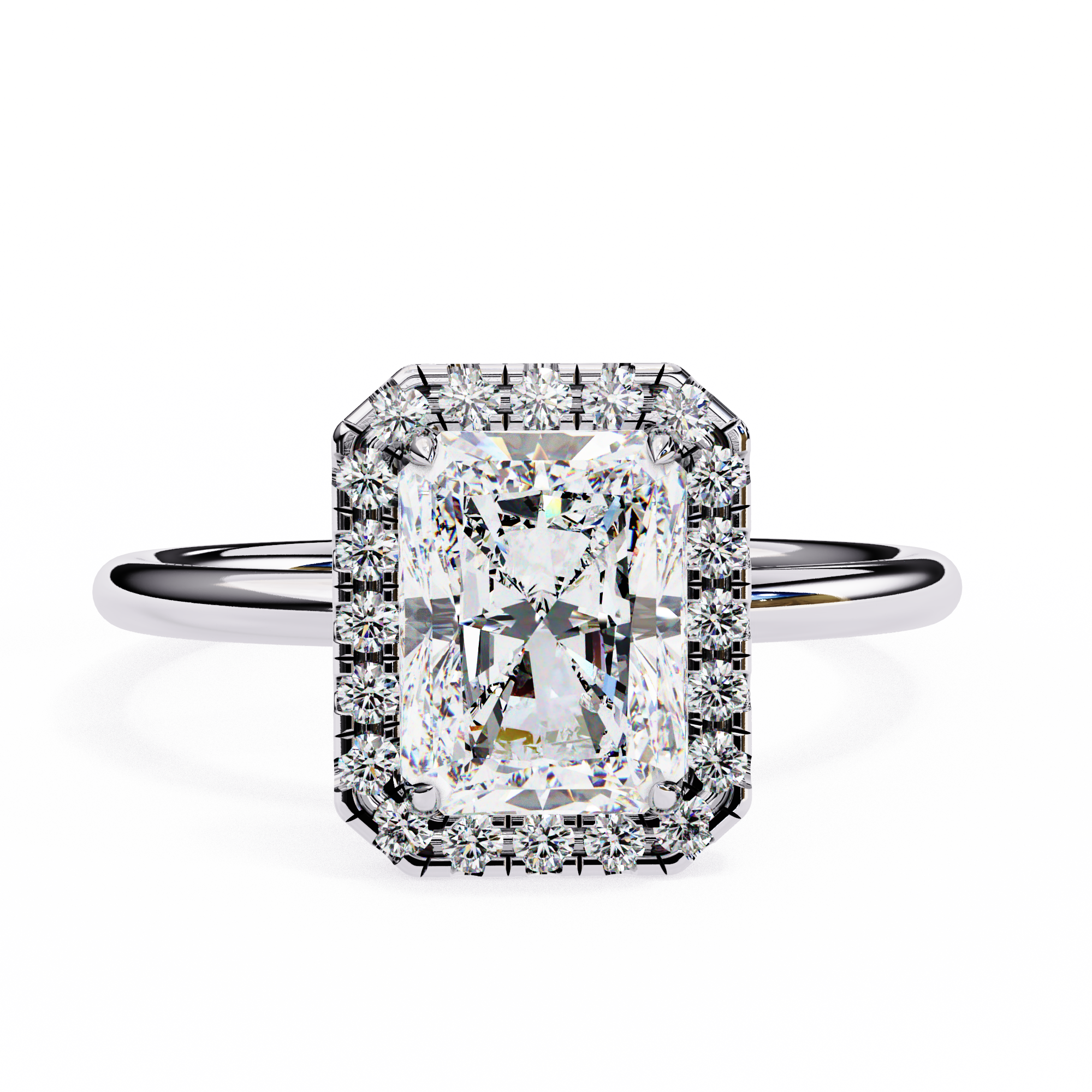 1.96 Carat Radiant Cut Lab Grown Diamond Halo Engagement Ring