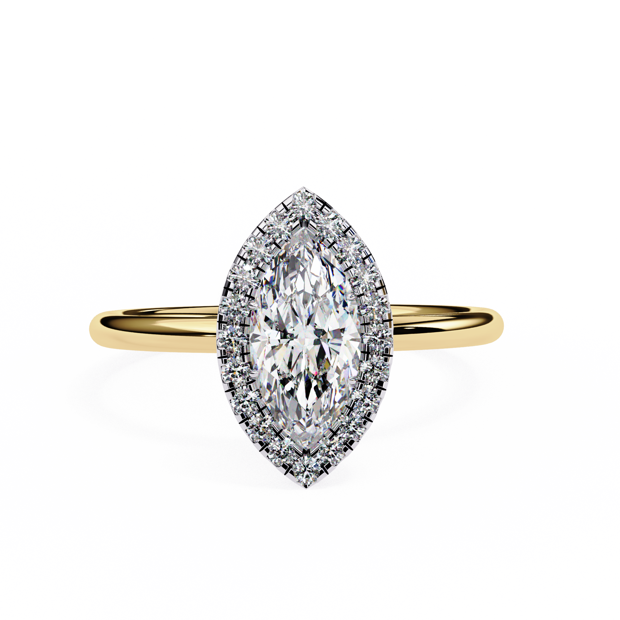 0.98 Carat Marquise Cut Lab Grown Diamond Halo Engagement Ring
