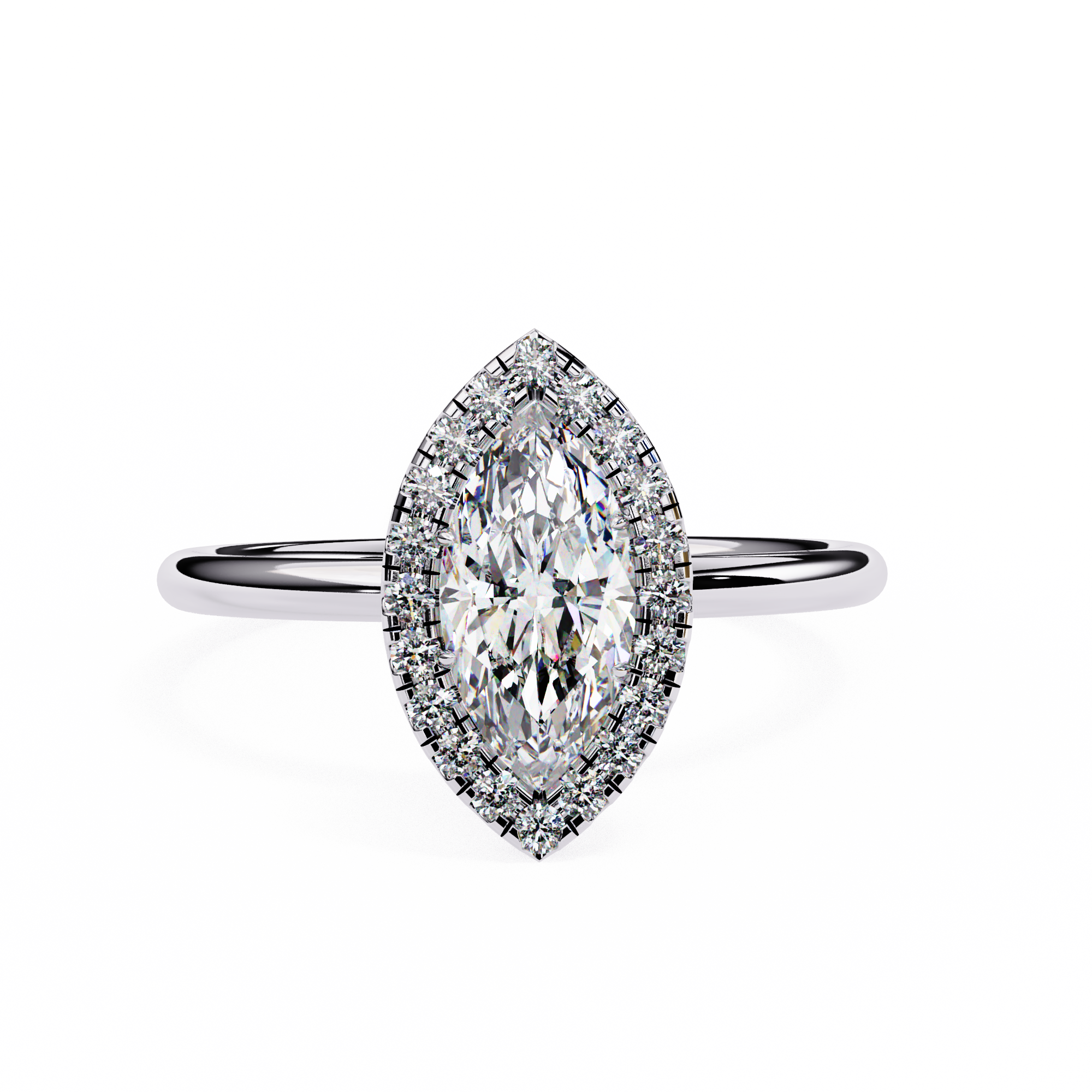 0.98 Carat Marquise Cut Lab Grown Diamond Halo Engagement Ring