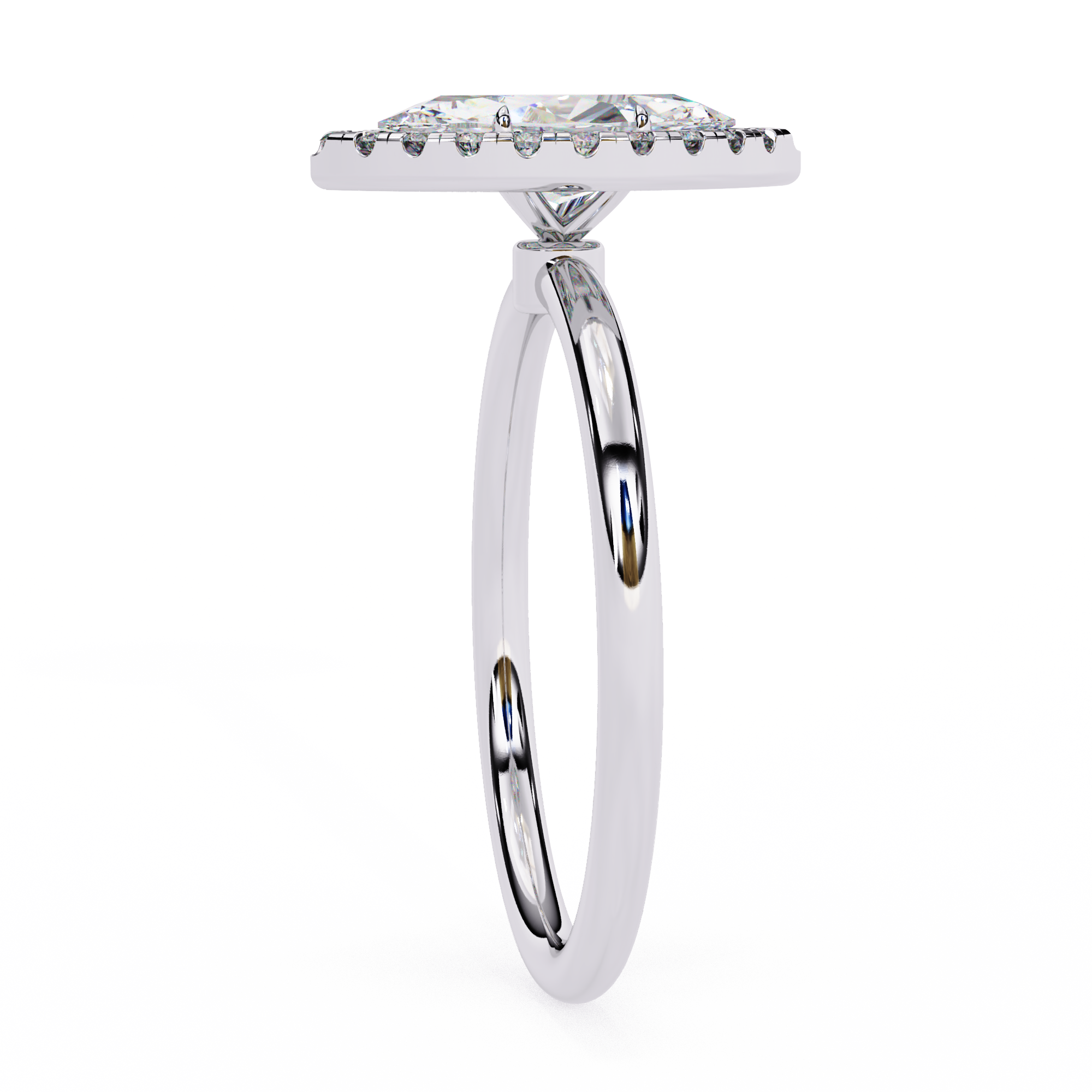 0.98 Carat Marquise Cut Lab Grown Diamond Halo Engagement Ring