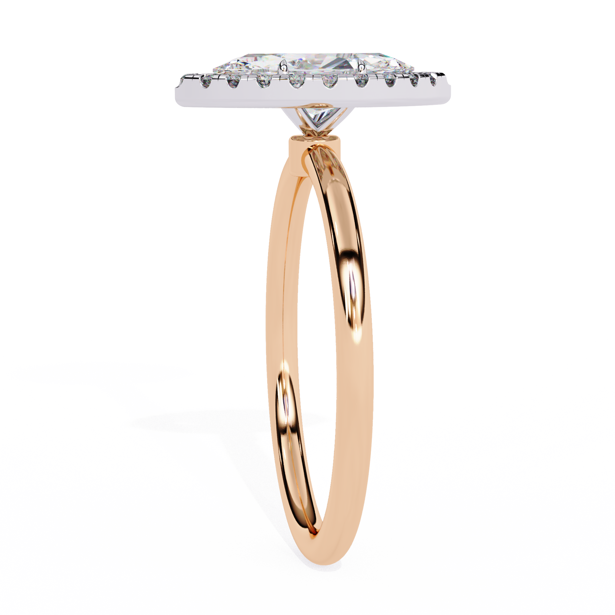 0.98 Carat Marquise Cut Lab Grown Diamond Halo Engagement Ring