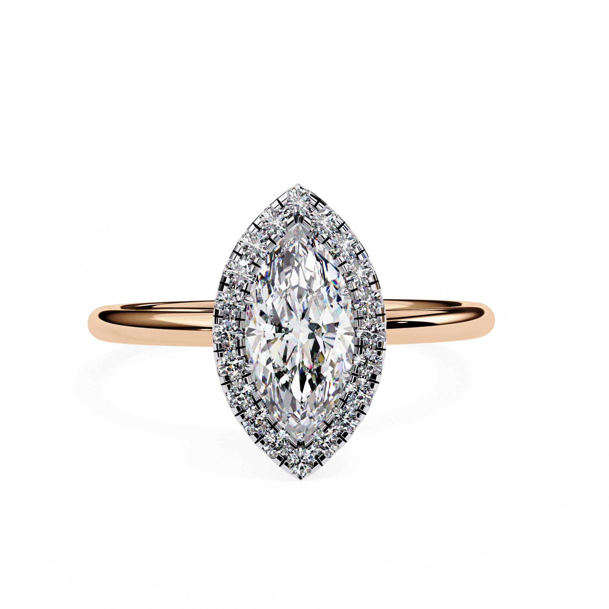 0.98 Carat Marquise Cut Lab Grown Diamond Halo Engagement Ring
