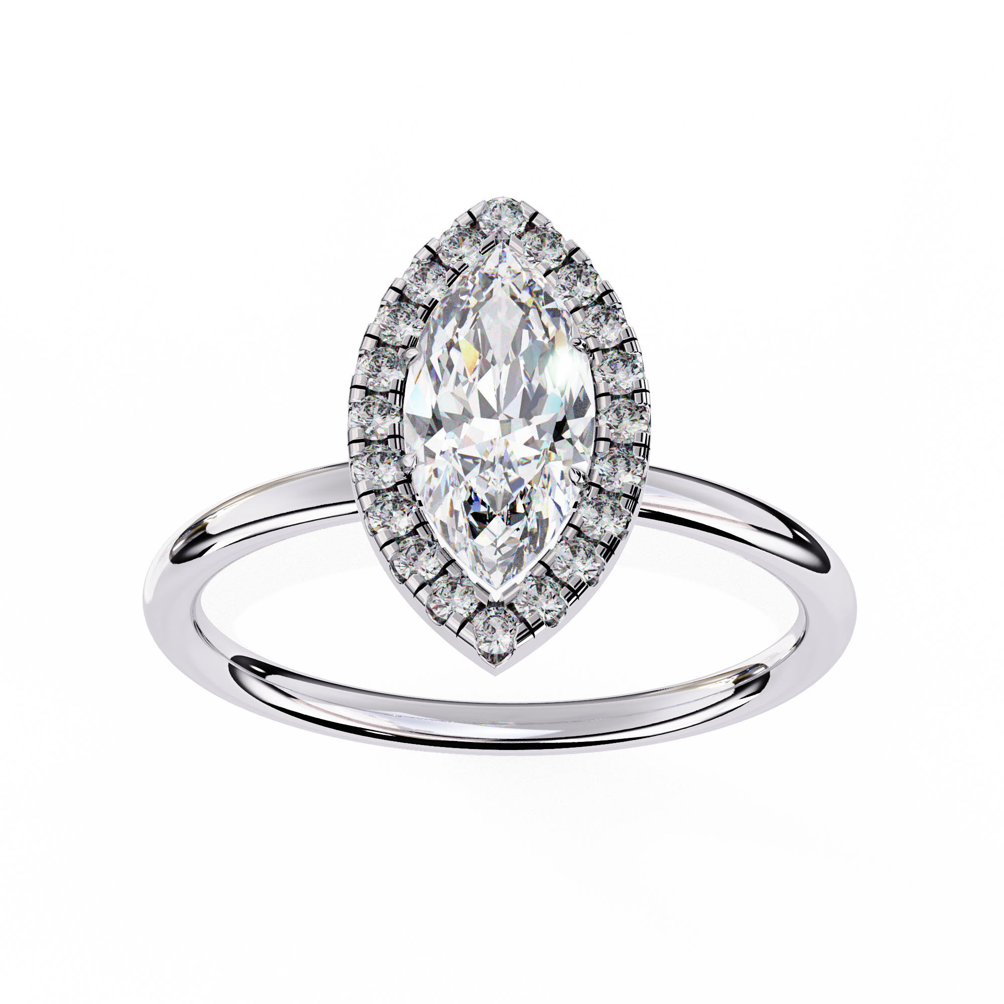 0.98 Carat Marquise Cut Lab Grown Diamond Halo Engagement Ring