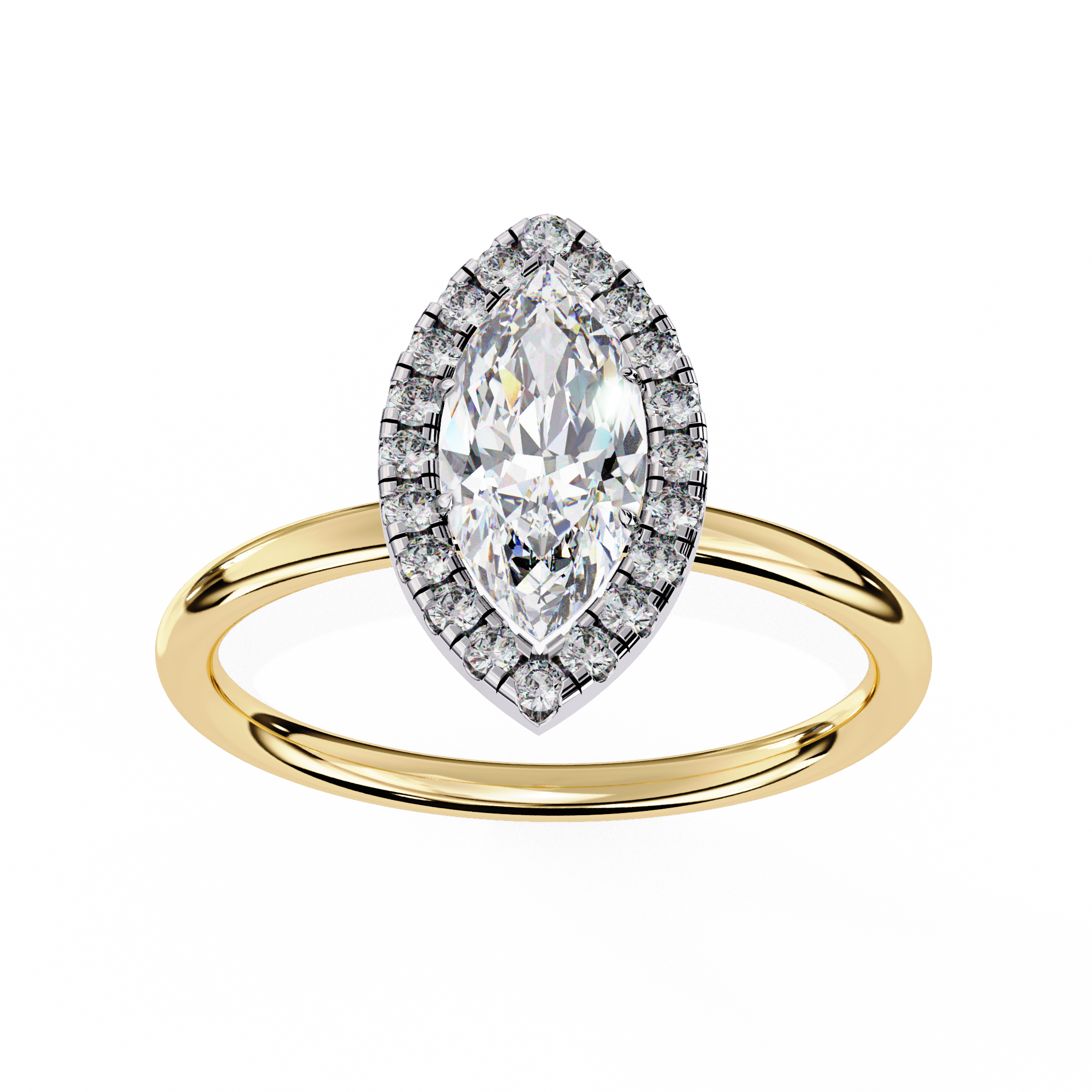 0.98 Carat Marquise Cut Lab Grown Diamond Halo Engagement Ring