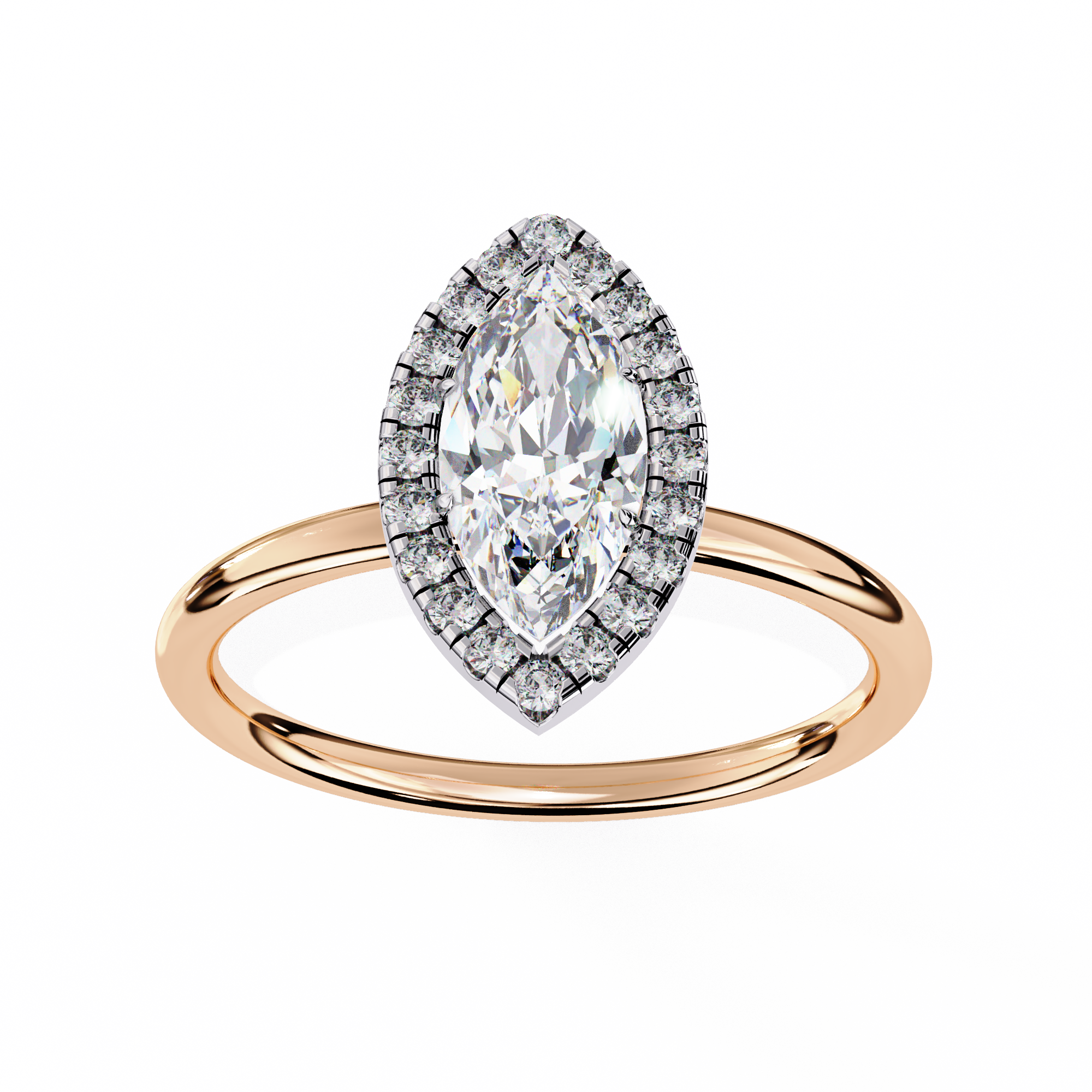 0.98 Carat Marquise Cut Lab Grown Diamond Halo Engagement Ring