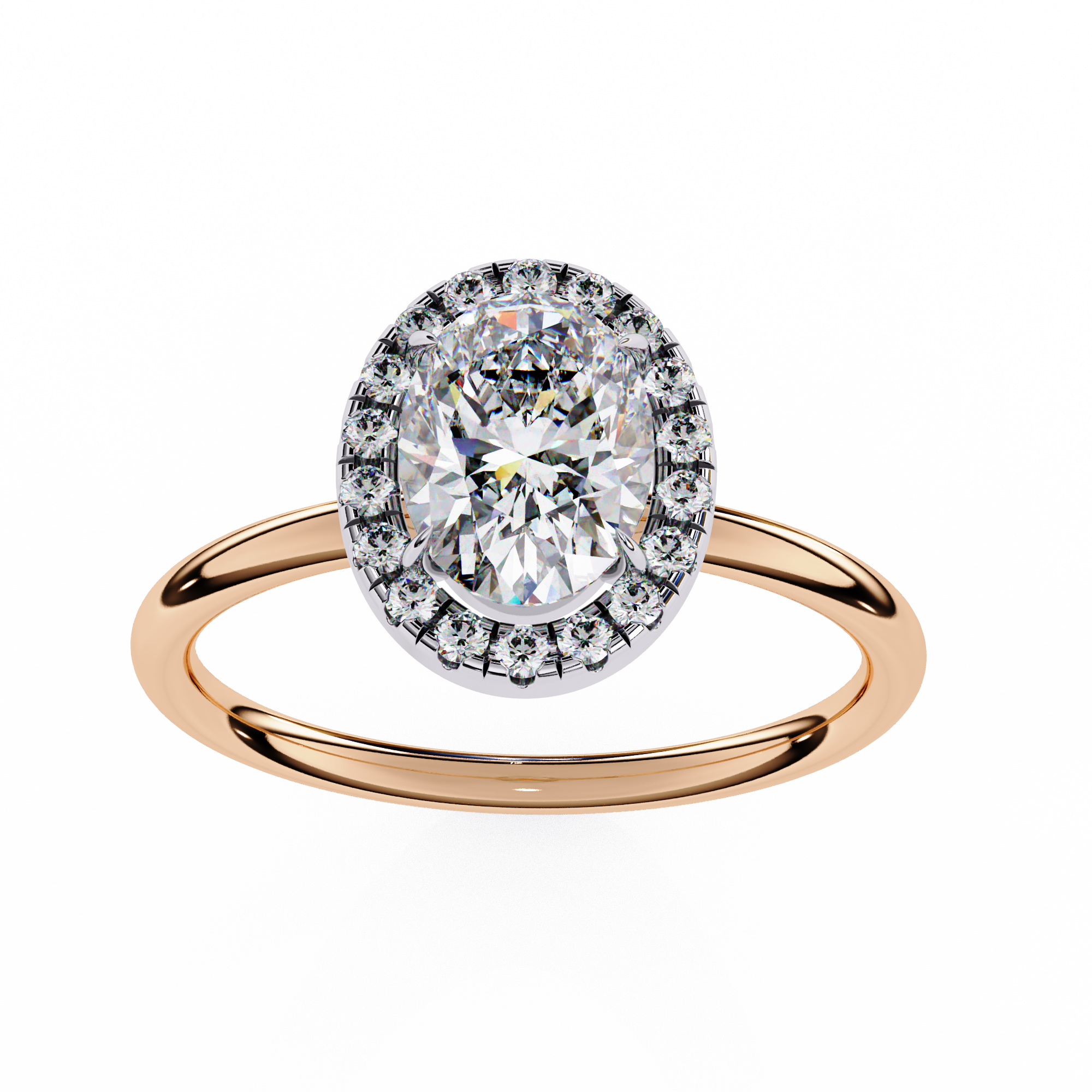 1.24 Carat Oval Shape Lab Grown Diamond Halo Engagement Ring
