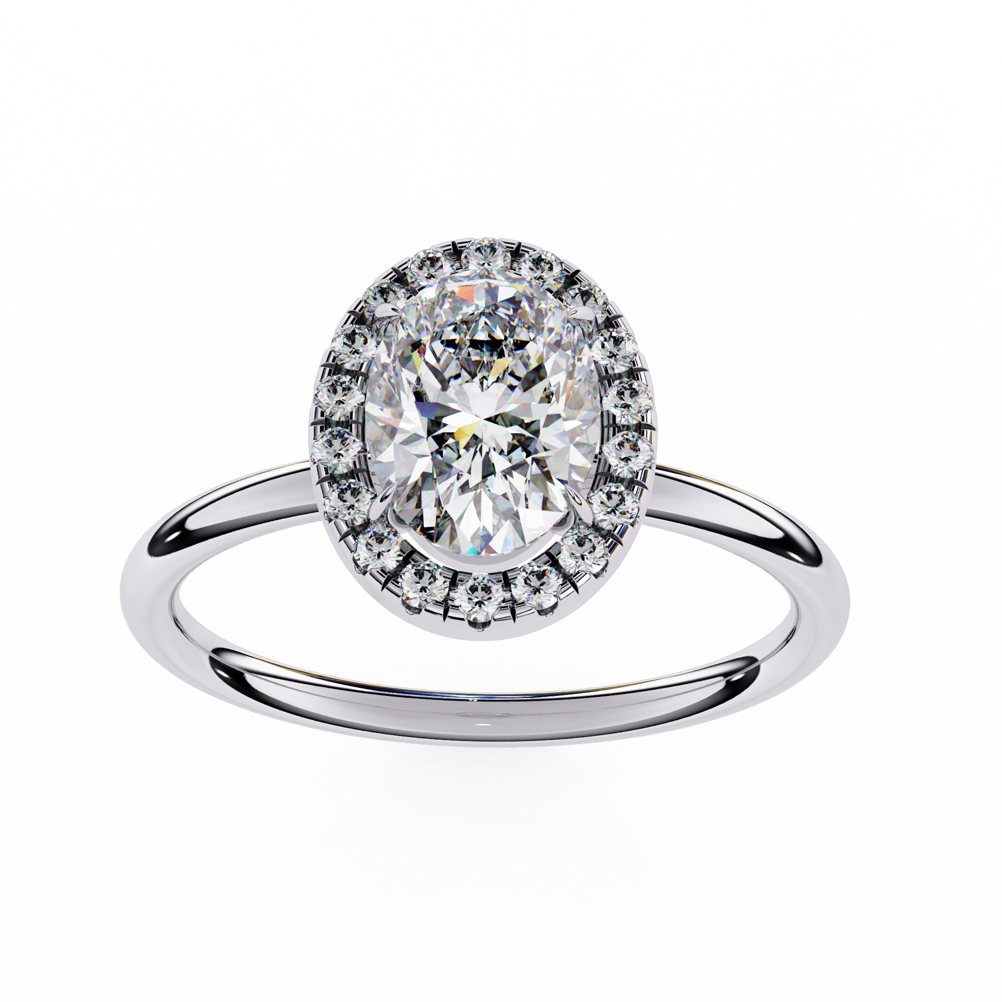 1.24 Carat Oval Shape Lab Grown Diamond Halo Engagement Ring