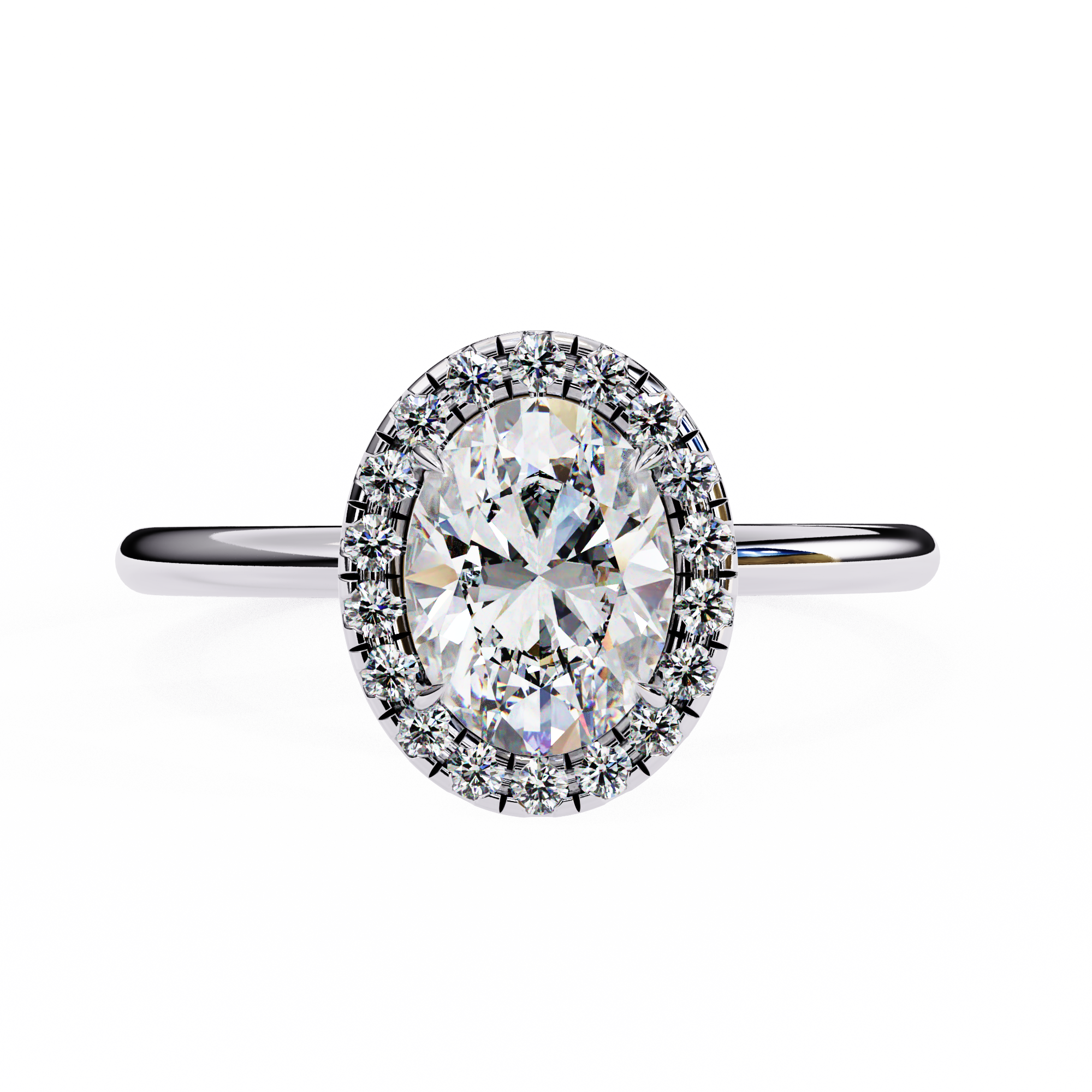 1.24 Carat Oval Shape Lab Grown Diamond Halo Engagement Ring