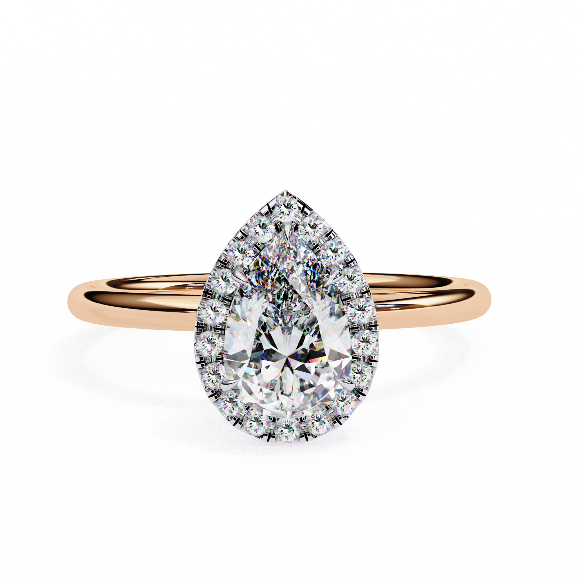 1.35 Carat Pear Cut Lab Grown Diamond Halo Engagement Ring