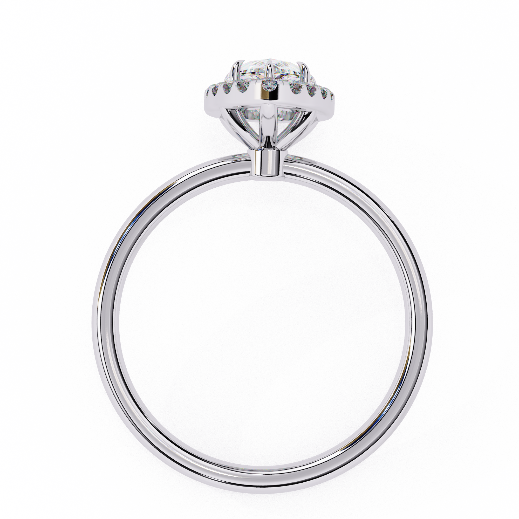 1.35 Carat Pear Cut Lab Grown Diamond Halo Engagement Ring