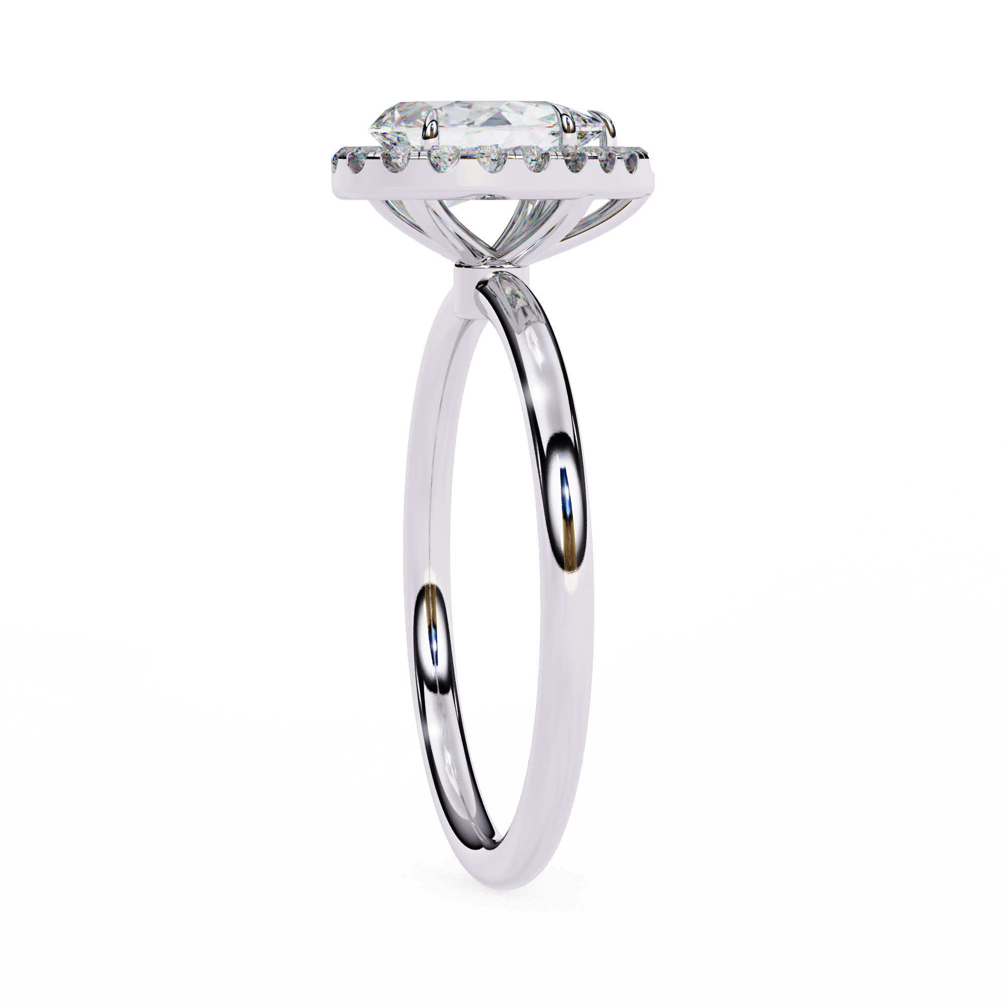 1.35 Carat Pear Cut Lab Grown Diamond Halo Engagement Ring