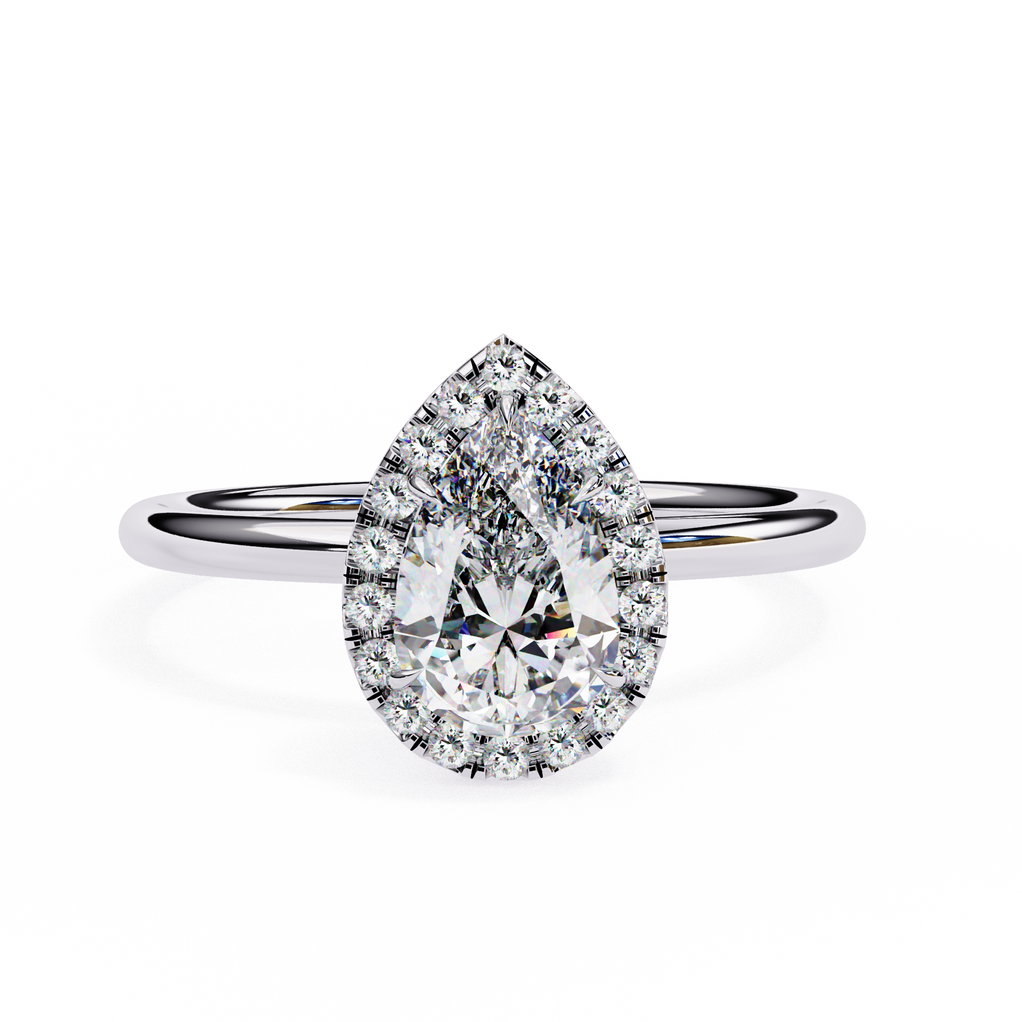 1.35 Carat Pear Cut Lab Grown Diamond Halo Engagement Ring